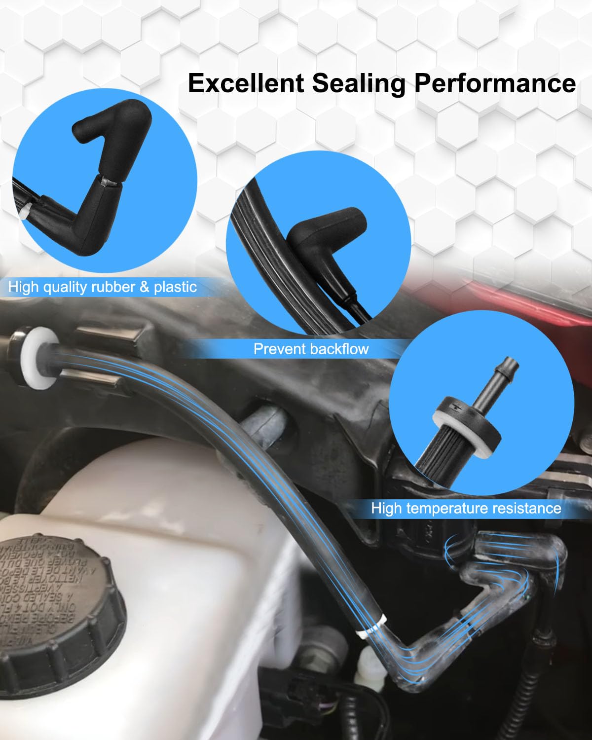 FL3Z-3A788-B Auto-Locking Hub Vacuum Line Tube Check Valve Assembly Fits for Select Ford/Lincoln Models, 4WD Actuator Vacuum Che