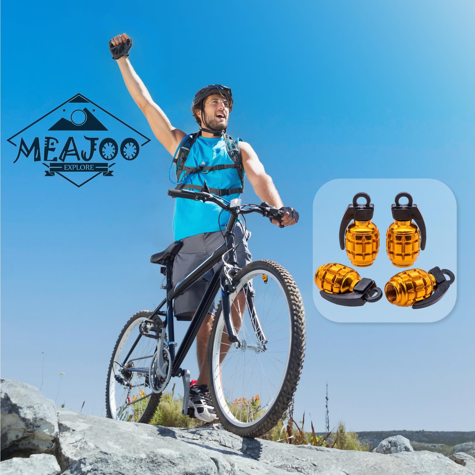 Meajoo 4Pcs Car Tire Valve Stem Caps, Aluminium Alloy Tire Valve Stem Covers Universal Car Wheel Tire Valve Caps For Cars, Truck