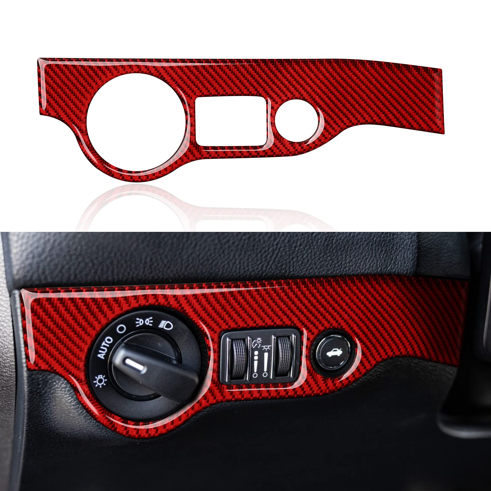 Brmyl Car Headlight Switch Control Cover Decals For 2015-2023 Dodge Challenger Accessories Carbon Fiber Stickers