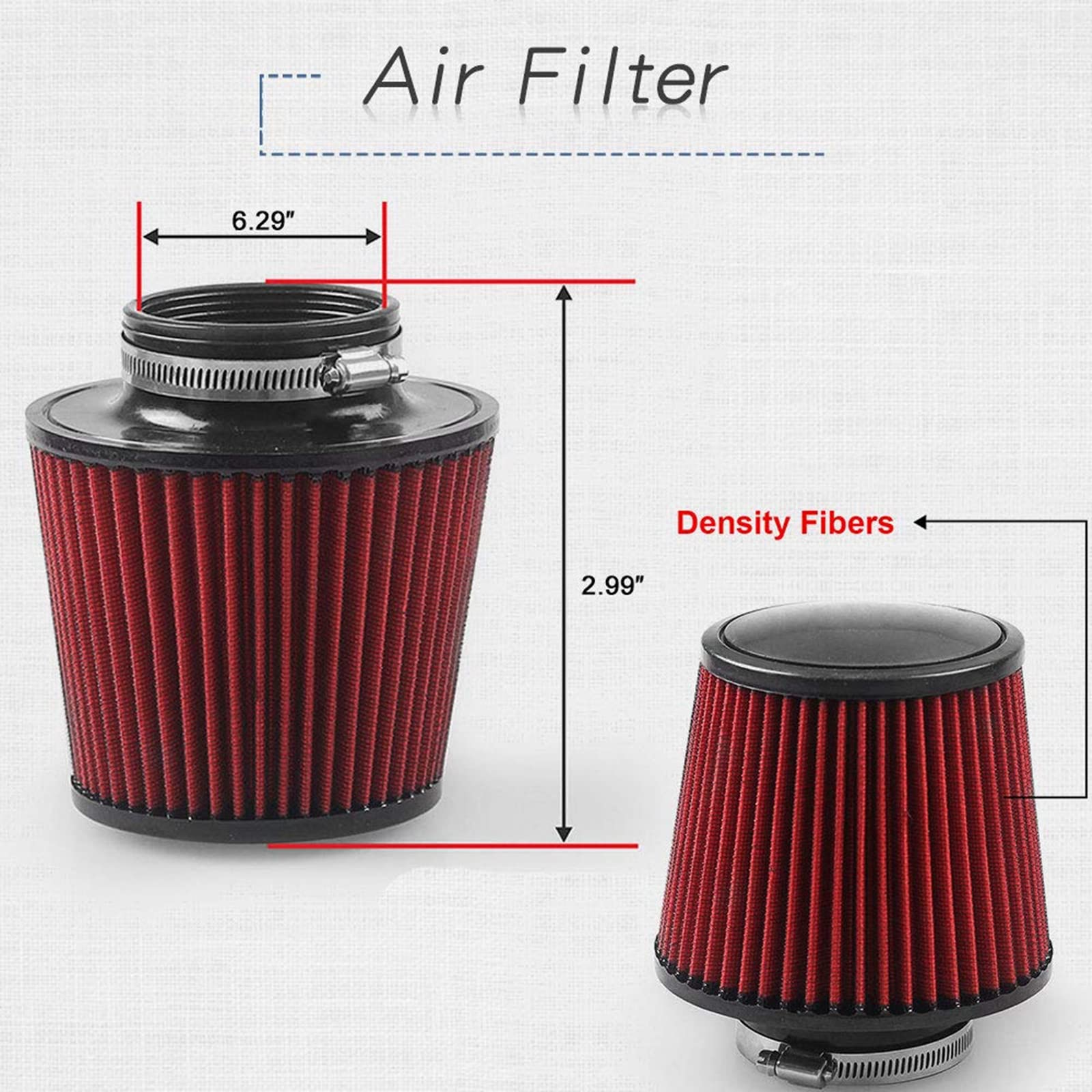 Sporacingrts Cold Air Intake Pipe, 76Mm 3 Inch Universal Percompatible Withmance Car Cold Air Intake Turbo Filter Aluminum Autom