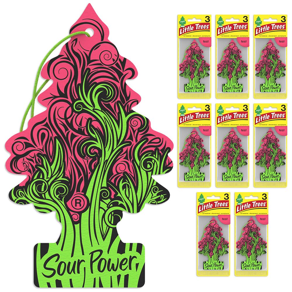 LITTLE TREES Sour Power Air Fresheners - 24 Hanging Car Air Fresheners, 4 Count (Pack of 6) for Long Lasting Scent in Auto or Home