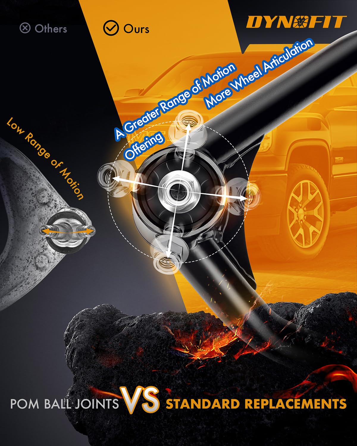 Dynofit 2-4'' Lift Upper Control Arms/A-Arms/Ucas W/Ball Joint For 2007-2018 Silverado 1500, Sierra 1500, 07-18 Tahoe, Compatibl