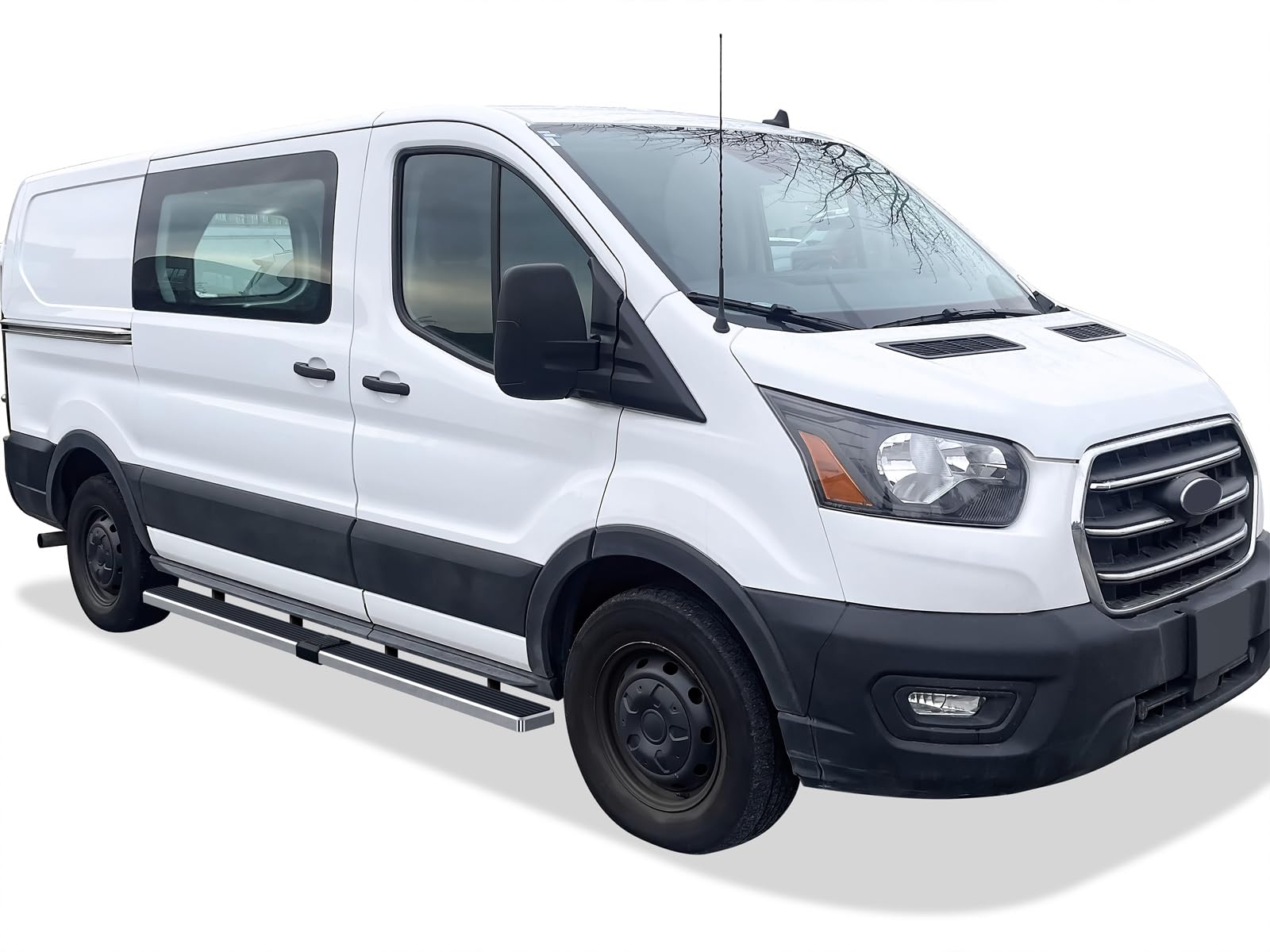 APS (Polished Silver 6 inches 304 Stainless Steel Running Boards Nerf Bars Side Steps Compatible with Ford Transit 2015-2025 Ful