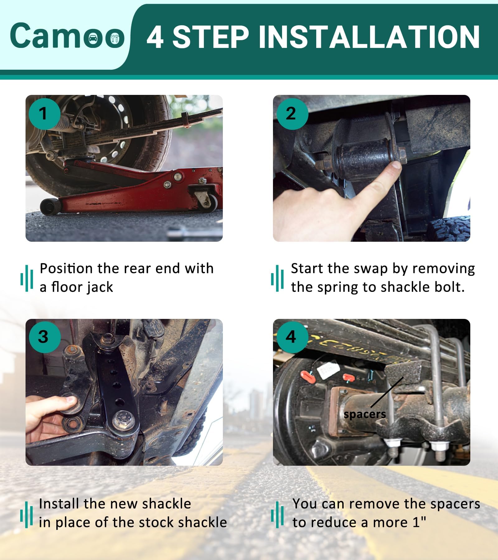 2-3' Suspension Rear Drop Lowering Shackles Kit Leaf Spring Drop Shackle Kit Compatible With Chevy Silverado Gmc Sierra 1500 C1500 K1500 Dodge Ram Replaces 6400 410520