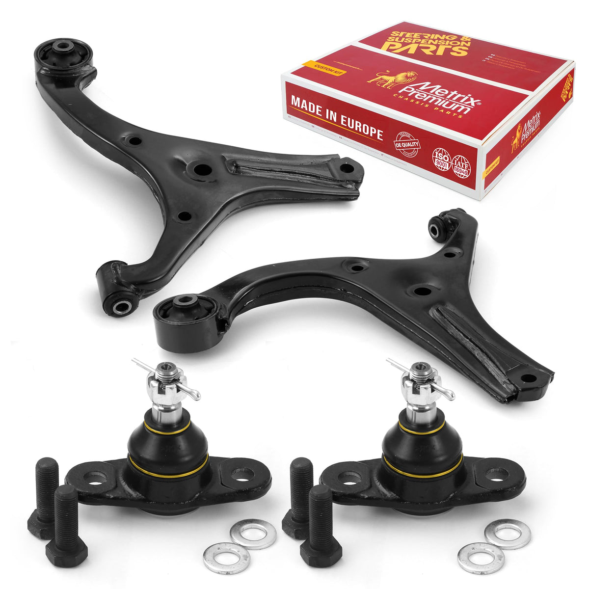 Metrix Premium Chassis Parts - 4 Pc Front Lower Control Arm & Ball Joint Kit Fits 06-11 Hyundai Accent, 06-11 Dodge Attitude Mex