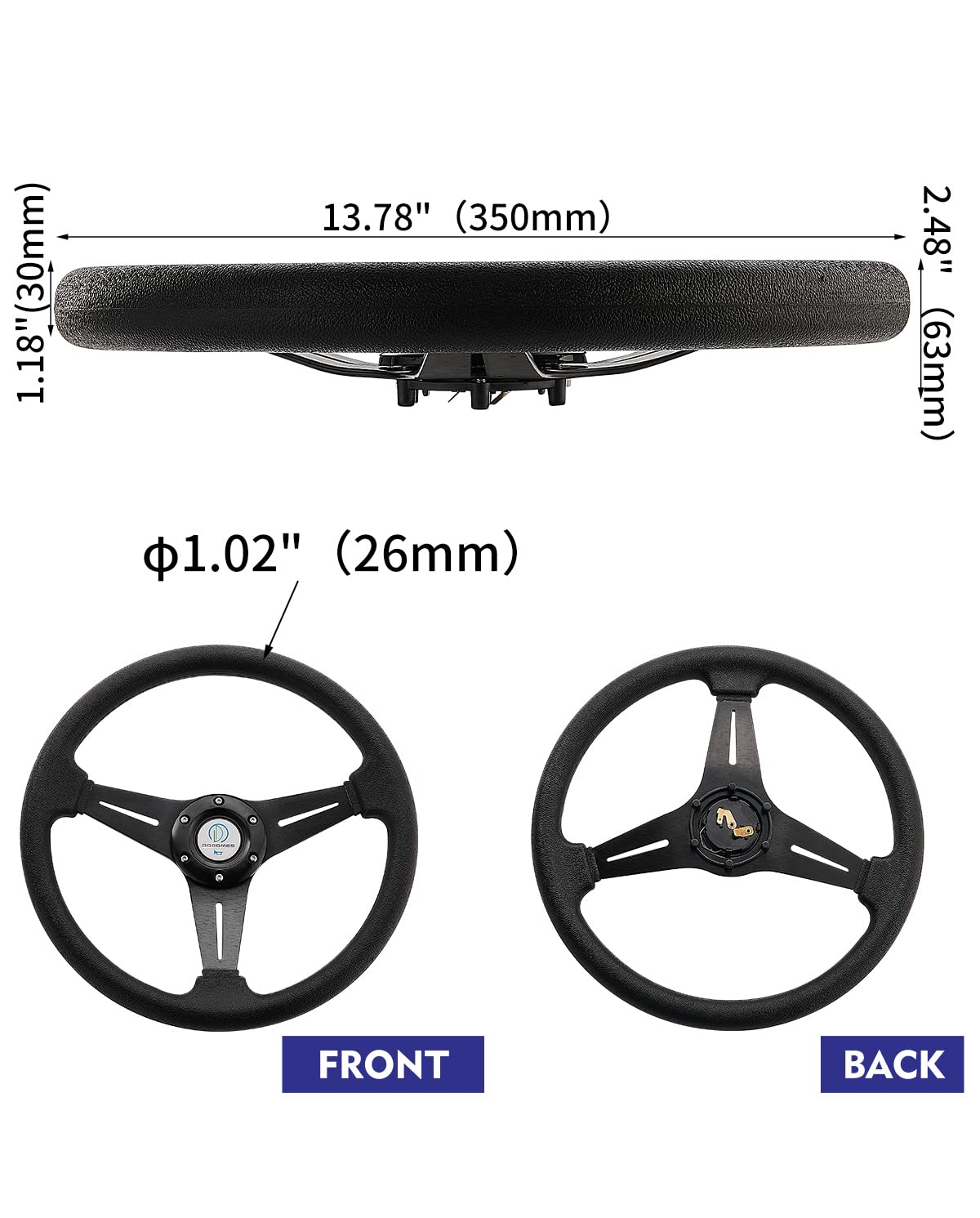 Racing/Golf Cart Steering Wheel Universal Fit Car and Club Car DS &Precedent EZGO Yamaha Golf cart 13.8   /350mm 6 Bolts Grip Vi