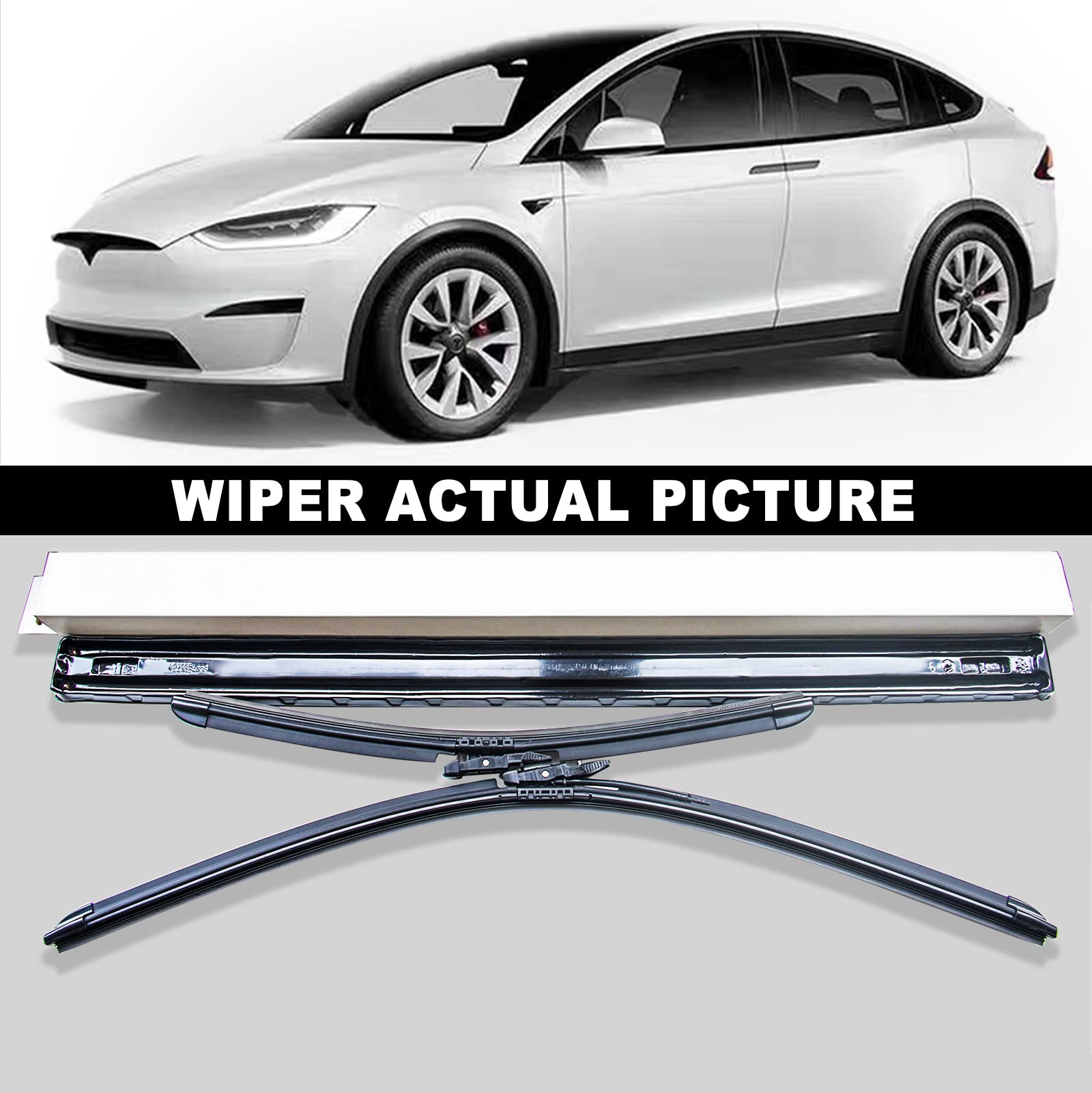 Wiper Blades for Tesla Model X, 28'' + 18'' Front Windshield Wiper Blade with Integrated Washing - Durable Stable and Quiet - fi