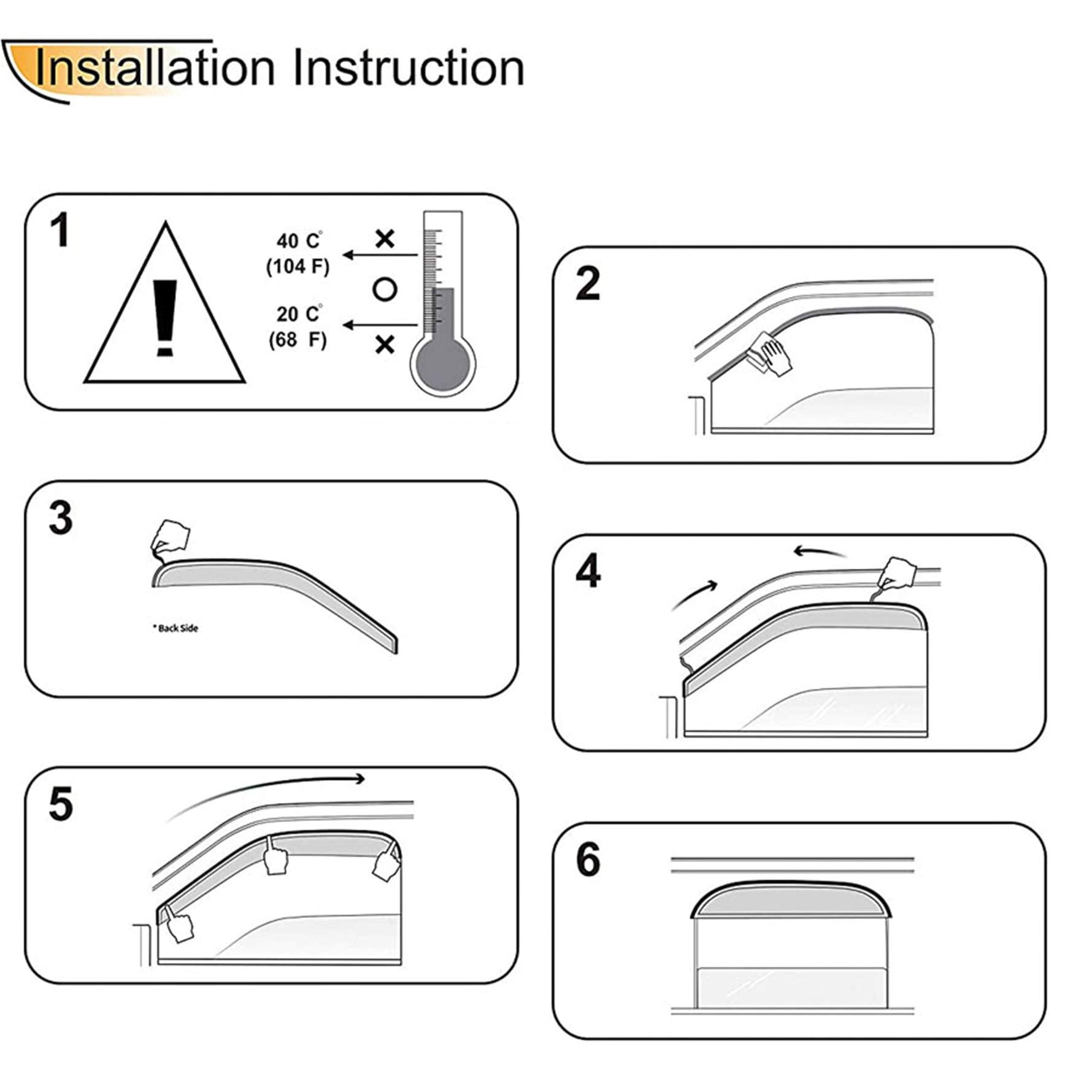 Munirater Side Window Visors Deflectors Rain Guard Replacement For 2017-2020 Toyota C-Hr Chr