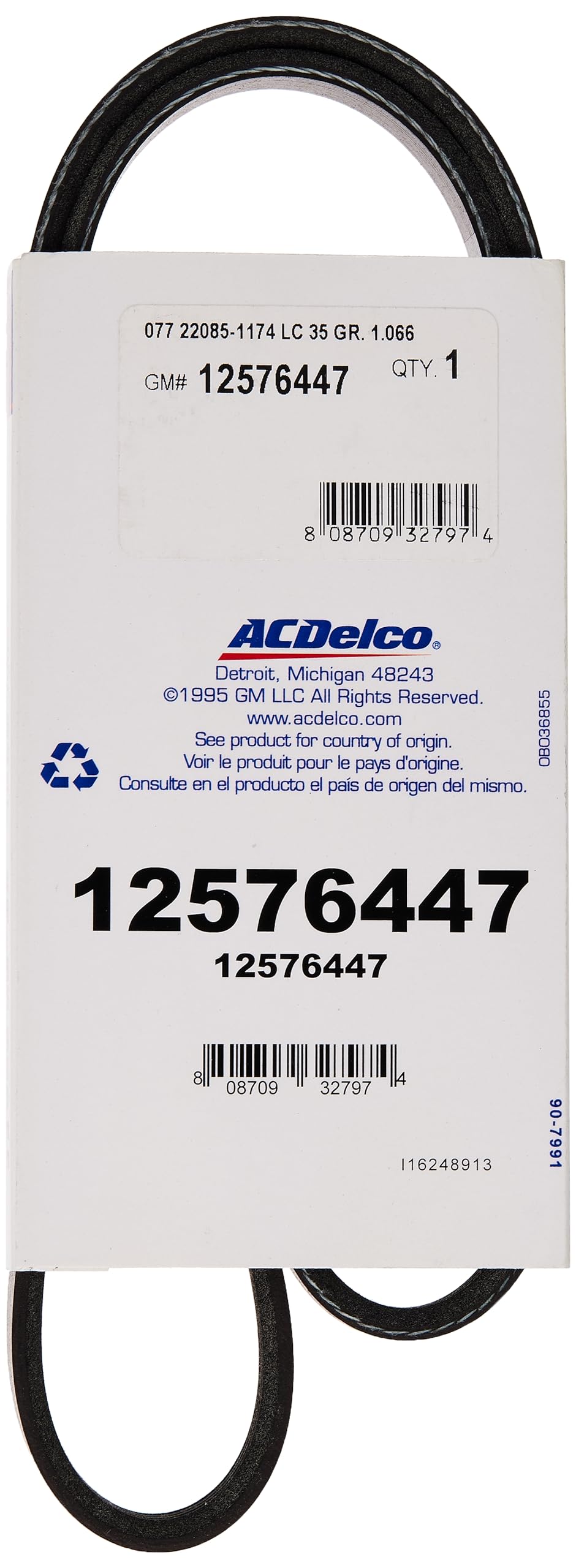 Acdelco Gm Original Equipment 12576447 V-Ribbed Serpentine Belt