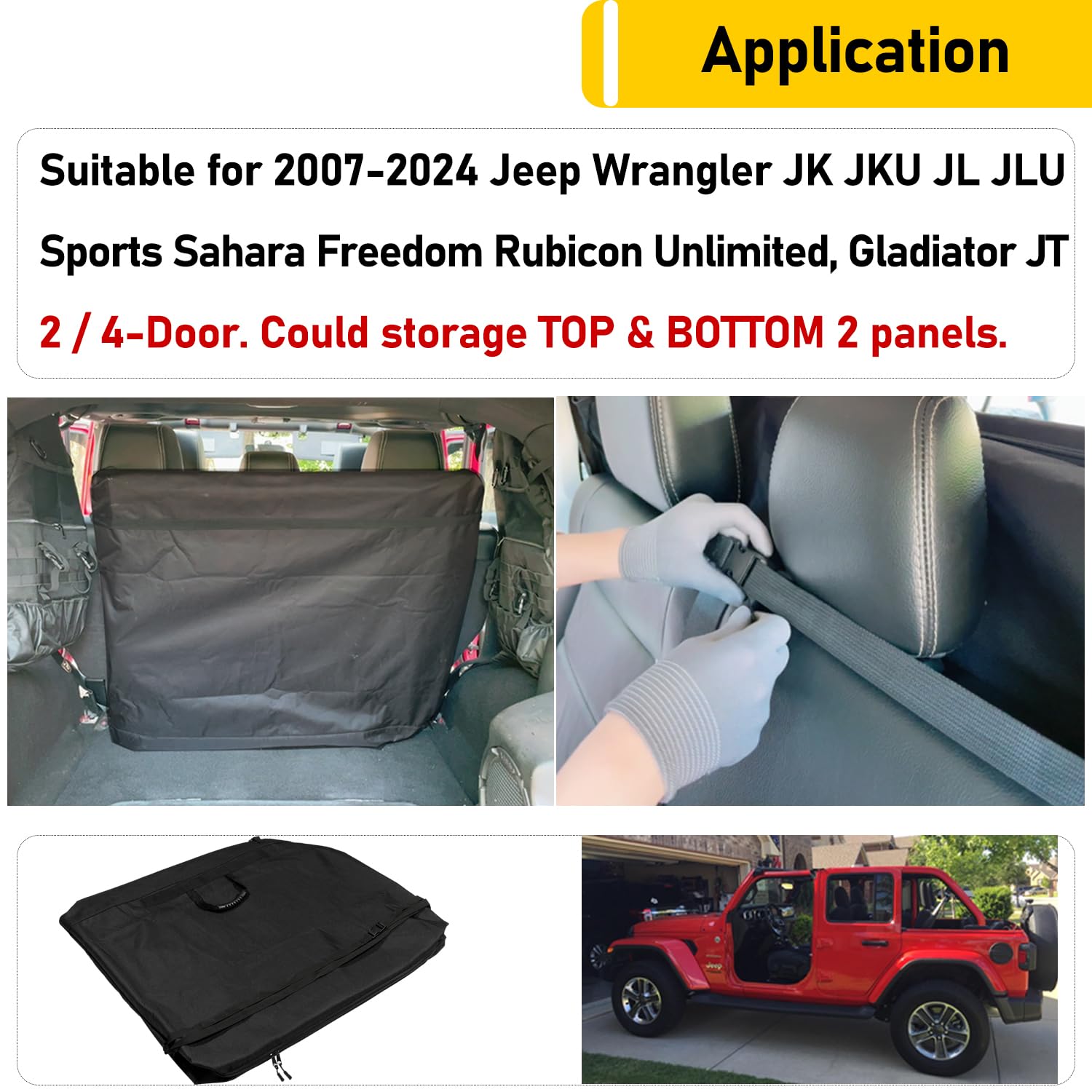 Camoo Freedom Panel Hard Top Storage Bag with Handle Compatible with 2007-2024 Jeep Wrangler JK JKU JL JLU Sports Sahara Freedom