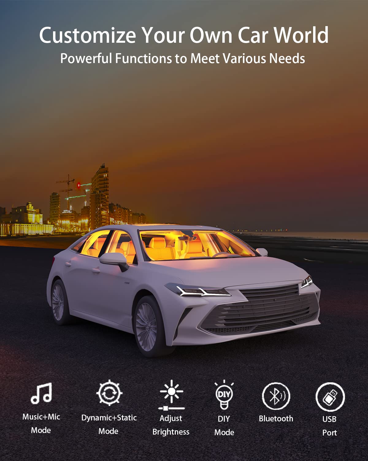Keepsmile Interior Car Lights Accessories App Control With Remote Music Sync Color Change Rgb Under Dash Car Lighting With Usb C