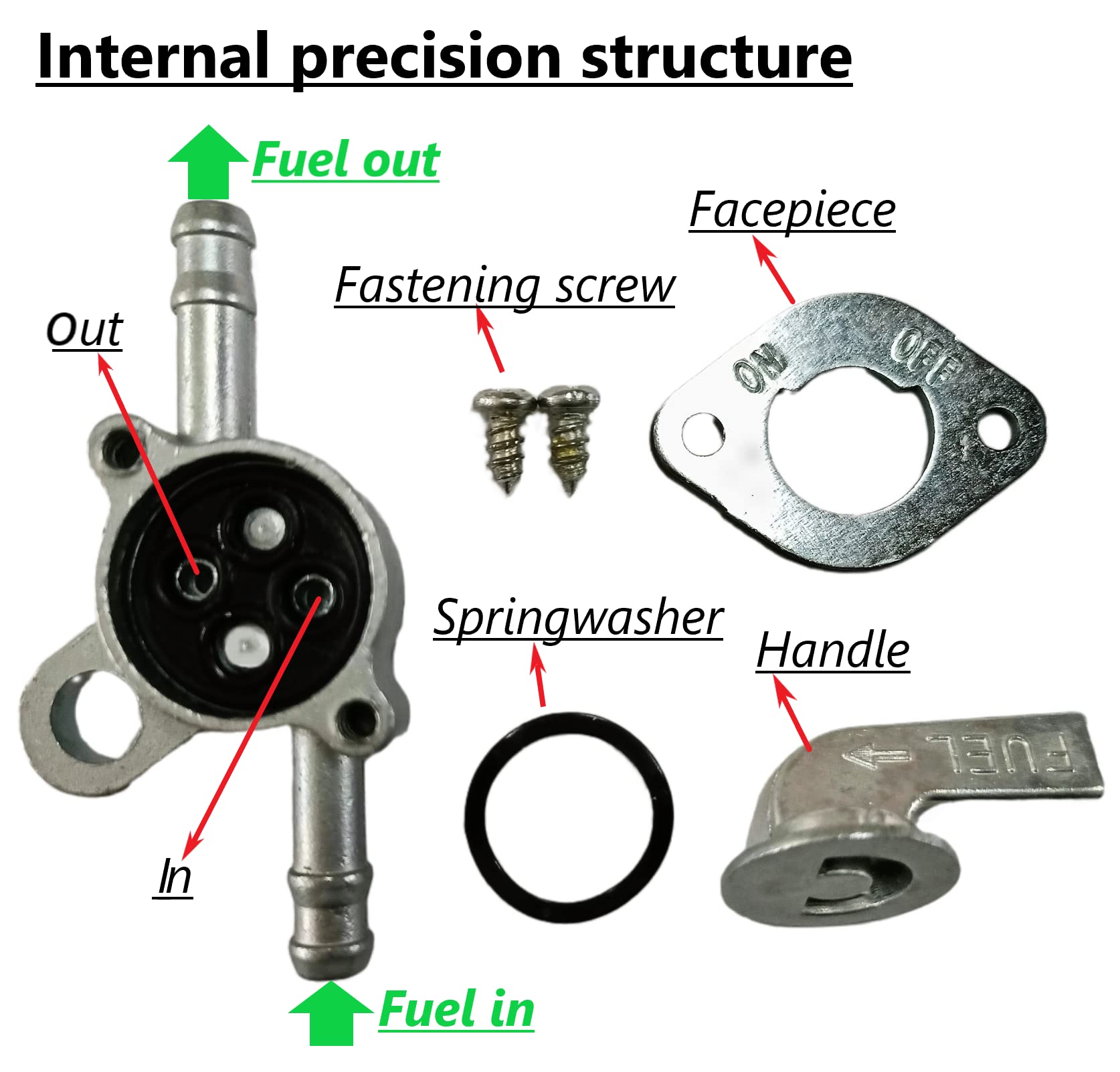 NEW DAFU 2 Pcs - 0.24'' (6mm) Fuel Tank Tap Valve Petcock On-Off Switch Inline for 50cc 70cc 90cc 100cc 110cc 125cc Scooter Pit