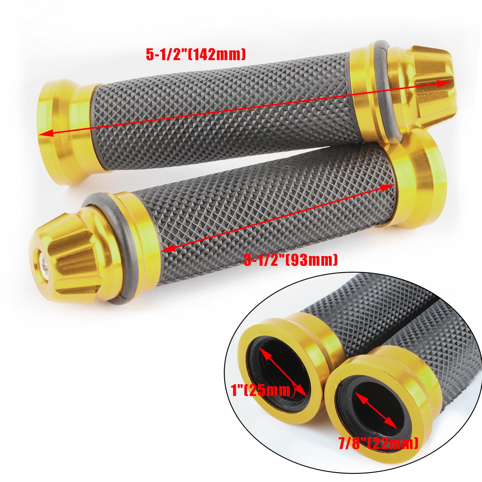 Universal Pair Of 7/8'' 22Mm Rubber Handlebar Hand Grip Bar End For Motorcycle Bike Cafe Racer