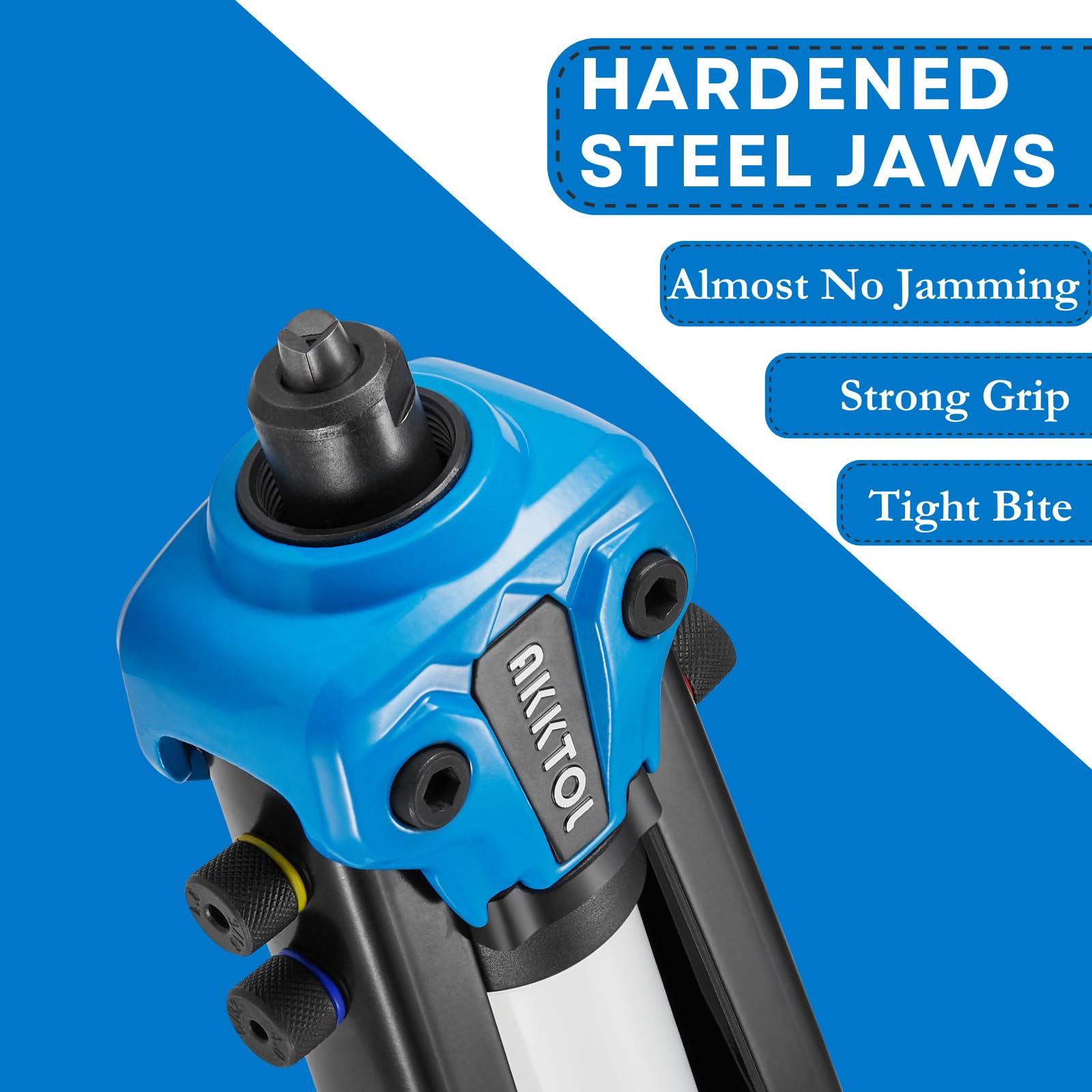 Akktol Rivet Gun Kit, 1/4 '' Pop Rivet Gun Kit With 210Pcs Blind Rivets, Heavy Duty 13 '' Rivet Gun Tool With 5 Nosepieces Incl.