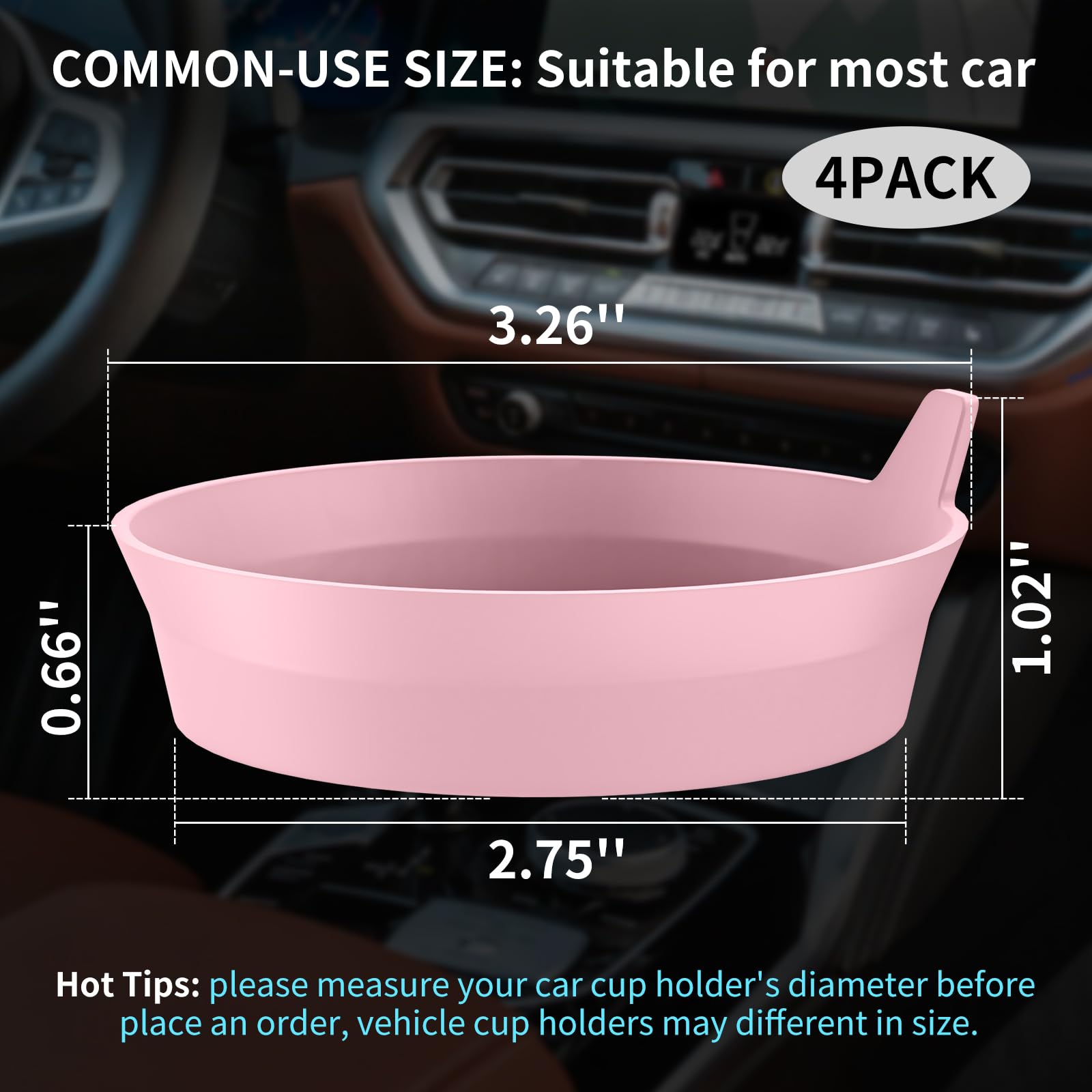 Me.Fan Car Cup Holder Coasters [4 Pack] Silicone Cups Mats, Automotive Universal Non-Slip Recessed Interior Accessories Dusty Ro