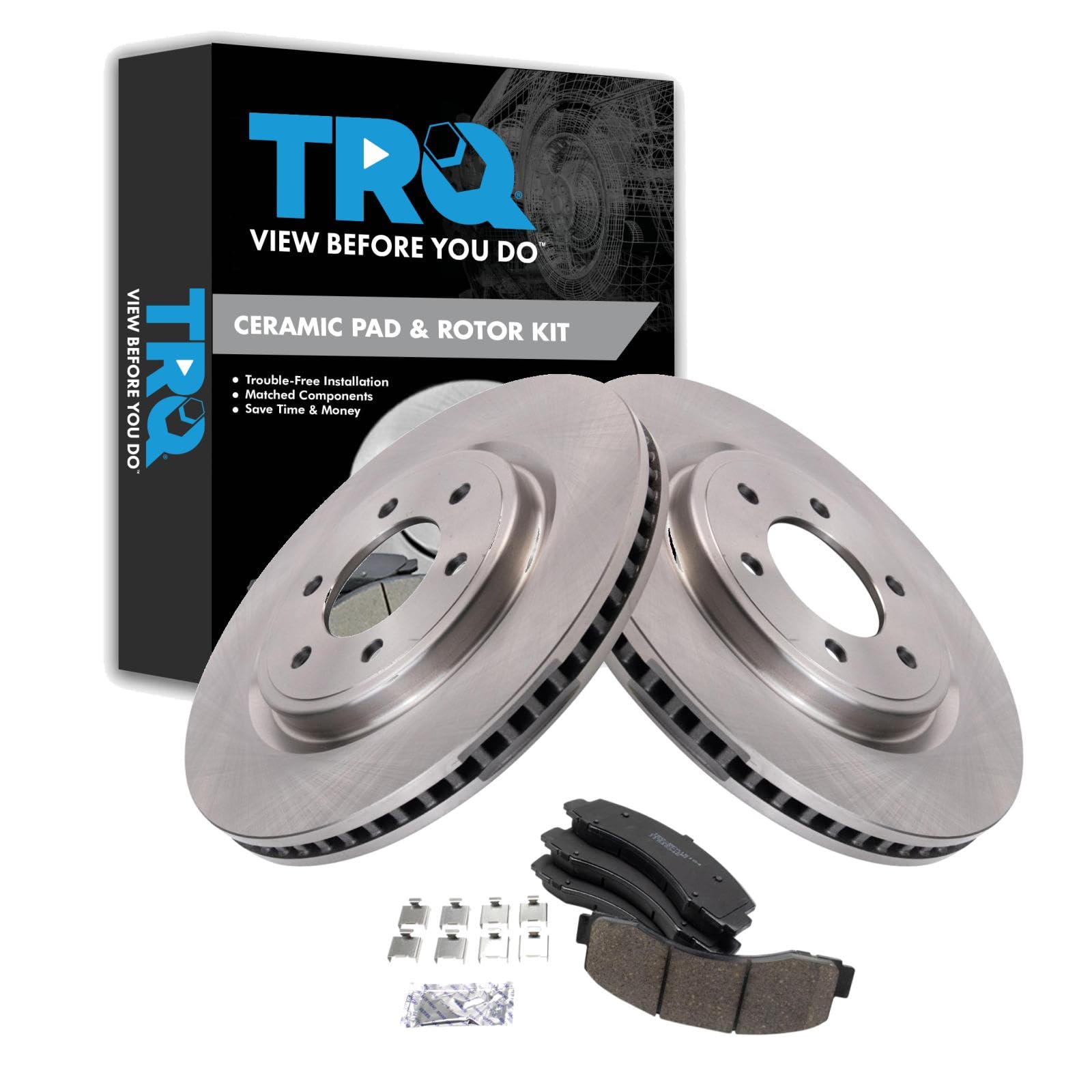 Trq Front Brake Pad & Rotor Kit Brake Pads Brake Rotor Ceramic Compatible With 2022 Lincoln Navigator
