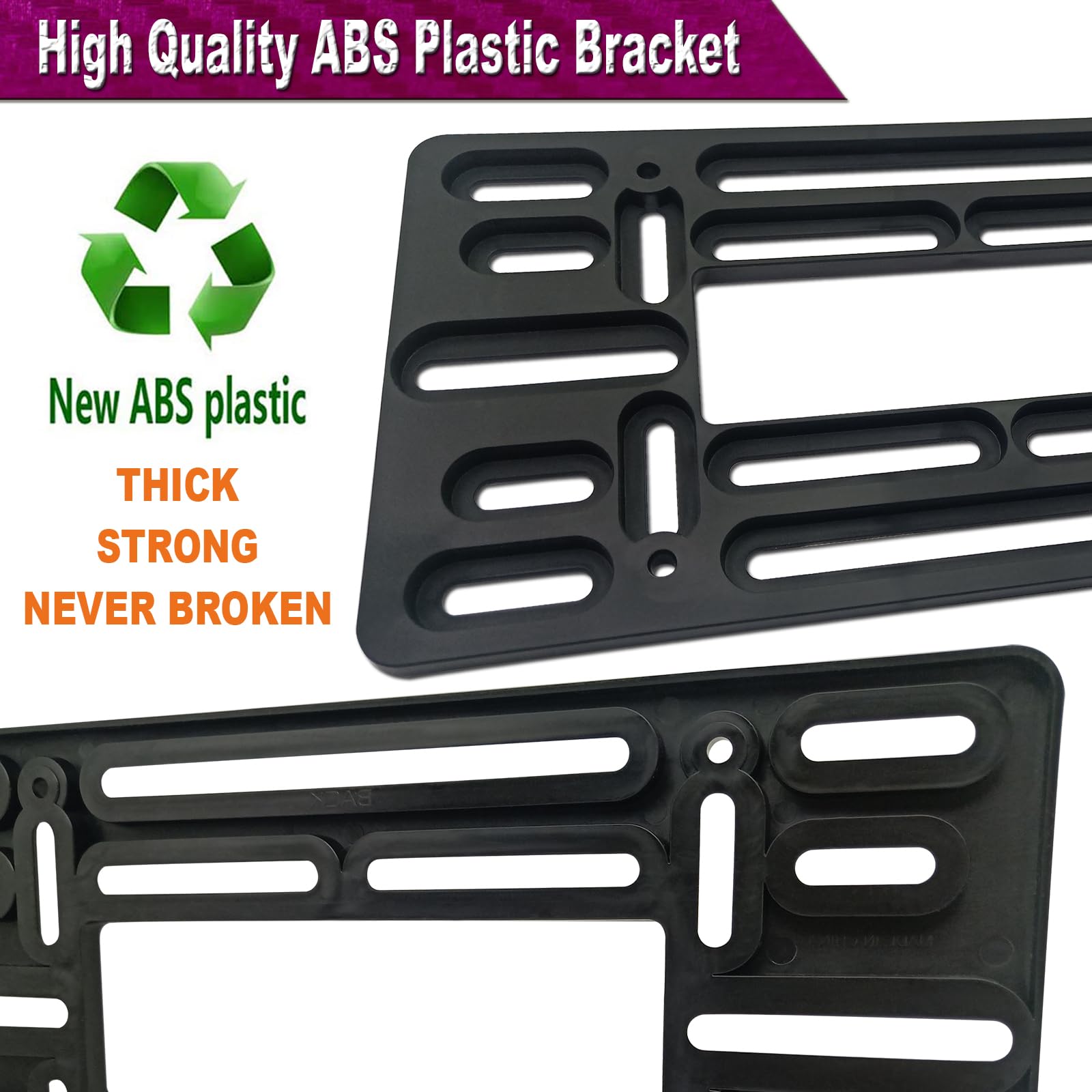 Zxfoog Front License Plate Mounting Kit- Bumper License Plate Bracket & Aluminum Carbon Pattern Car Tag Frame, Universal No Drilling Hole Adapter For Truck/Trailer, With Screws Cap, Rattle Proof Pad