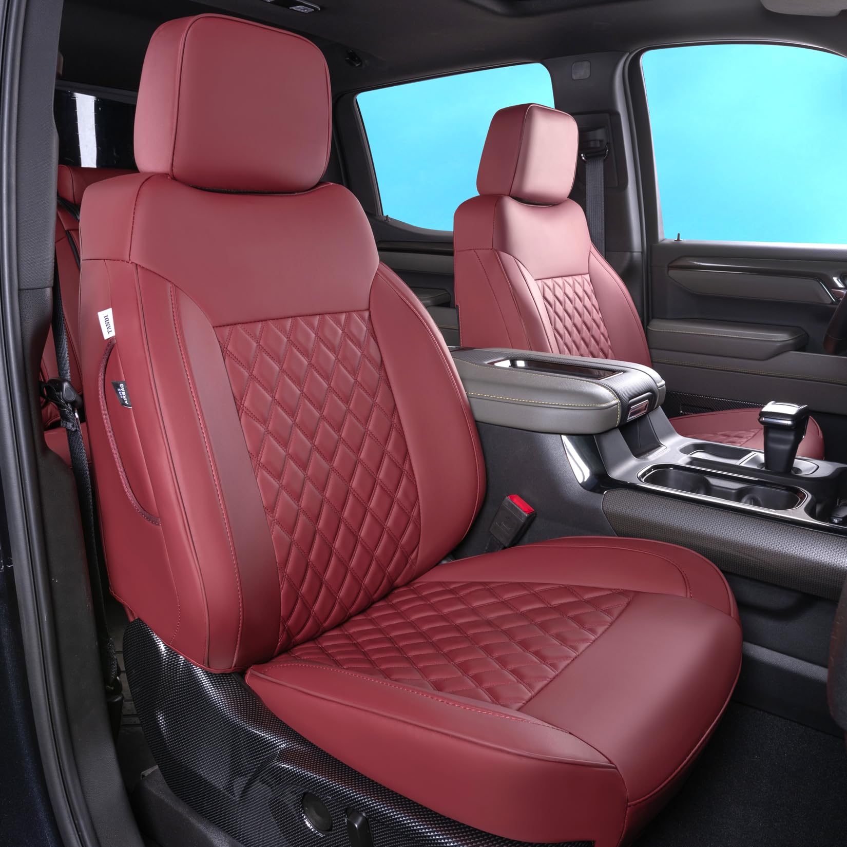 Tandi Custom Fit Silverado & Gmc Sierra Seat Covers,2 Front Seat With Faux Leather For 2019-2024 Chevy Silverado & Gmc Sierra 15