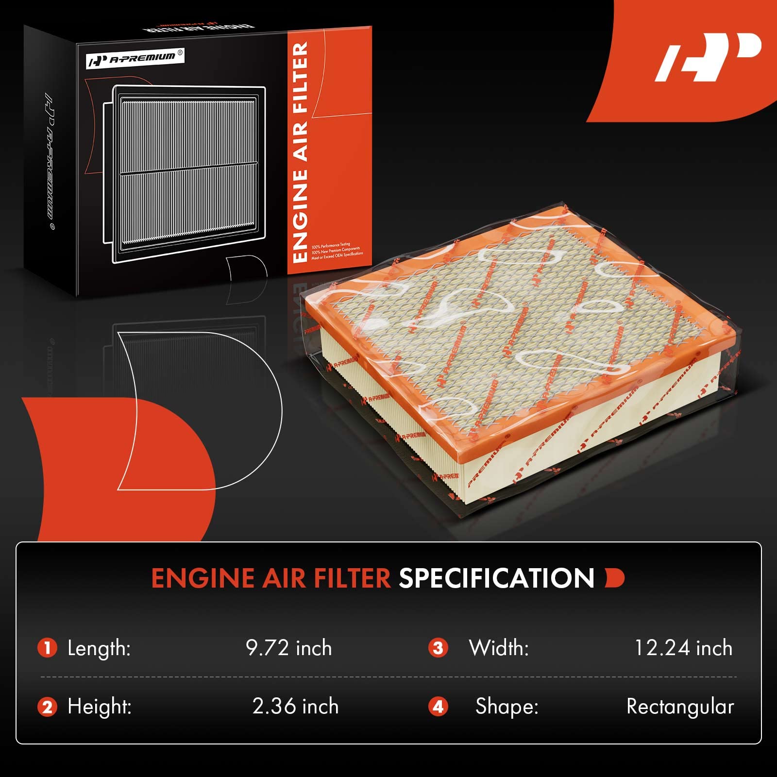 A-Premium Engine Air Filter Compatible with Selected Cadillac, Chevrolet & GMC Models - Silverado, Sierra, Avalanche, Suburban,
