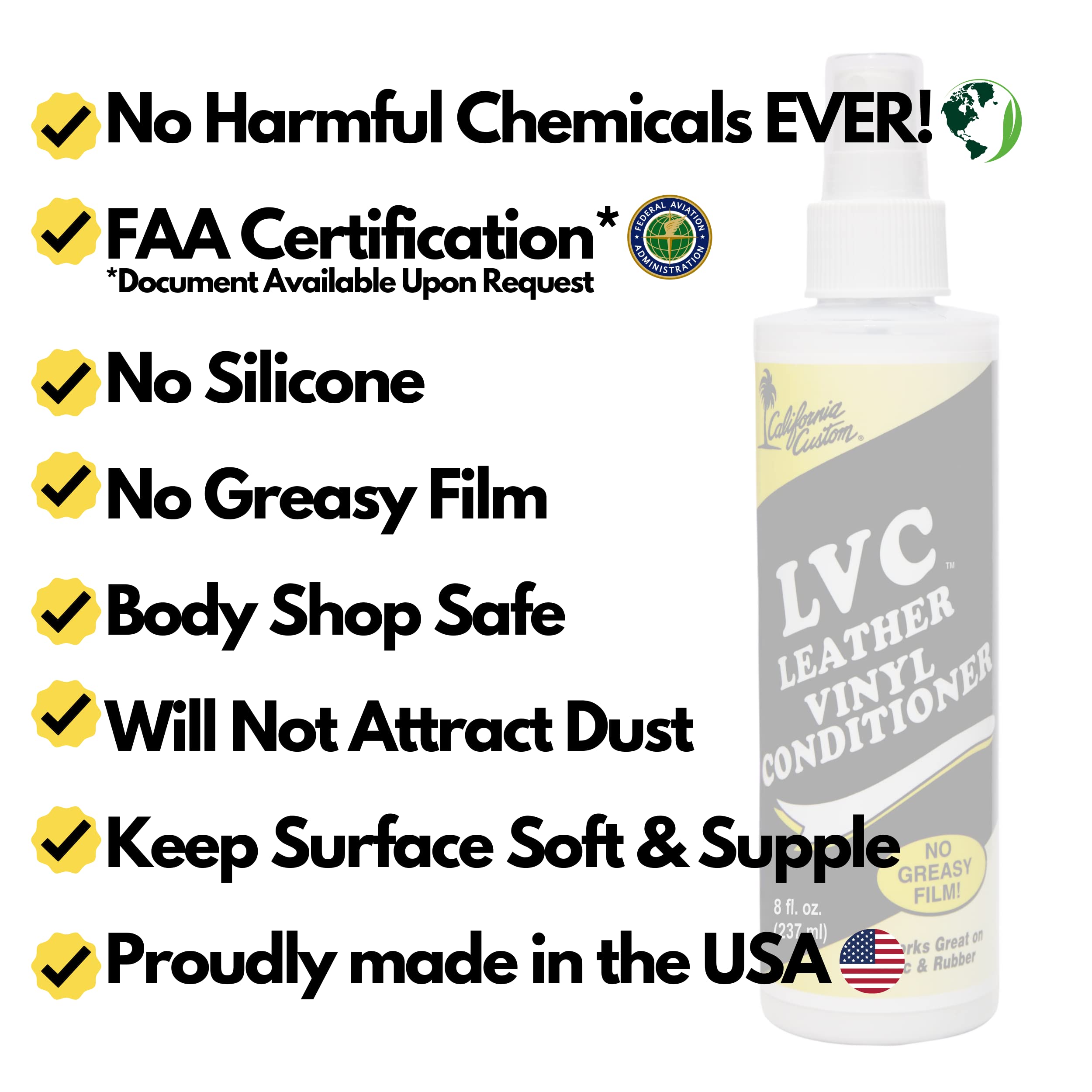 California Custom - Leather Vinyl Conditioner Lvc, Protect Your Leather, Rubber, Plastic And Vinyl From Wearing, Drying & Cracki