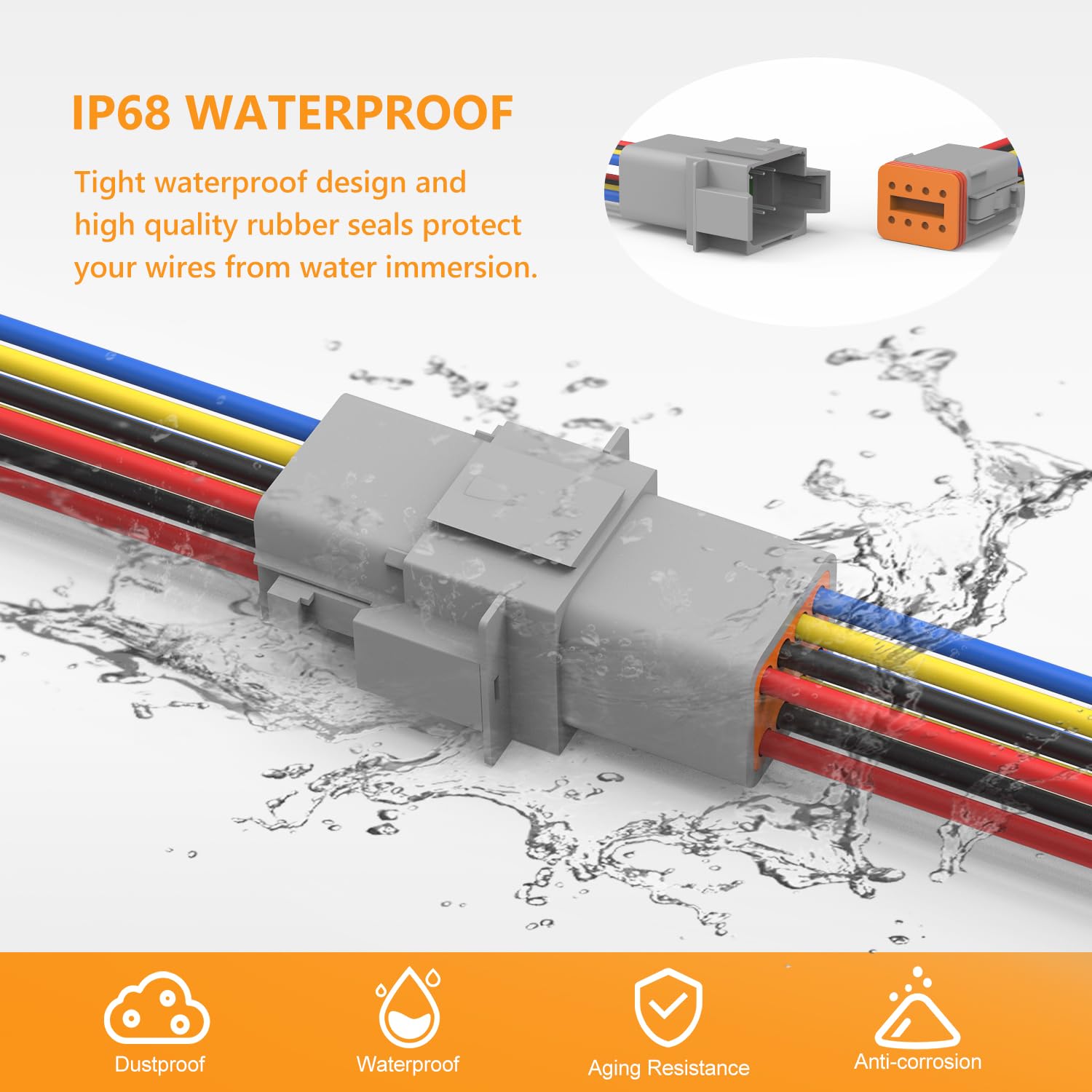 Newdeli Deutsch 8 Pin Connector Kit Waterproof Electrical Connector 16 Awg Male And Female Automotive Wire Connectors For Car Tr