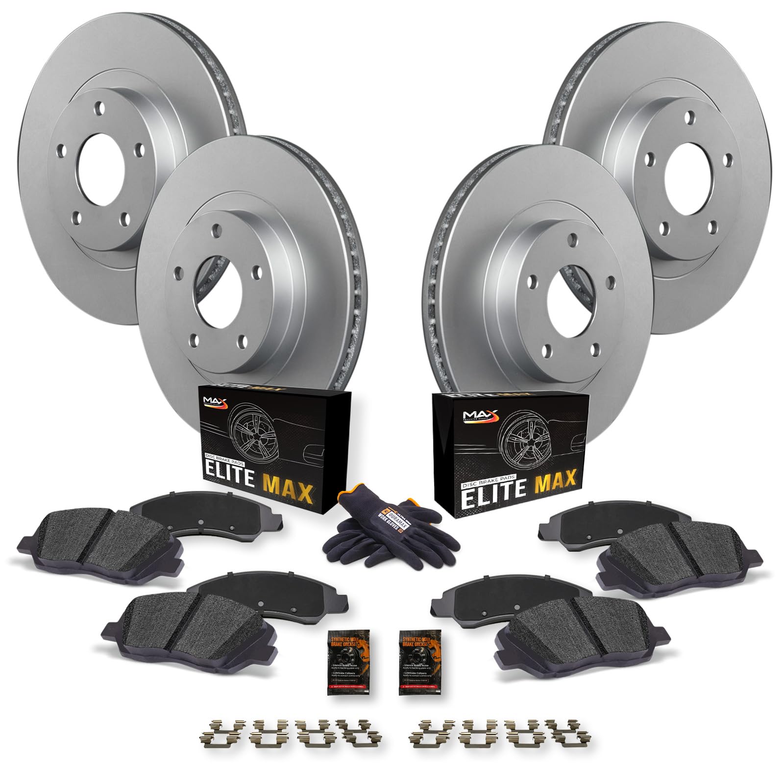 Max Advanced Brakes Front & Rear Brake Kit For 2019-2021 Lexus Es250 Es300H Es350 Ux200 Toyota Avalon Camry C-Hr Rav4 Replacement Geomet Coated Oe Disc Brake Rotors And Ceramic Brake Pads
