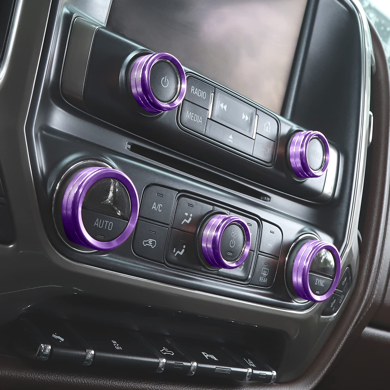 Jecar Center Console Switch Button Trim Air Conditioner Control Knob Cover For Chevy Silverado & Gmc Sierra 2014-2018, Purple