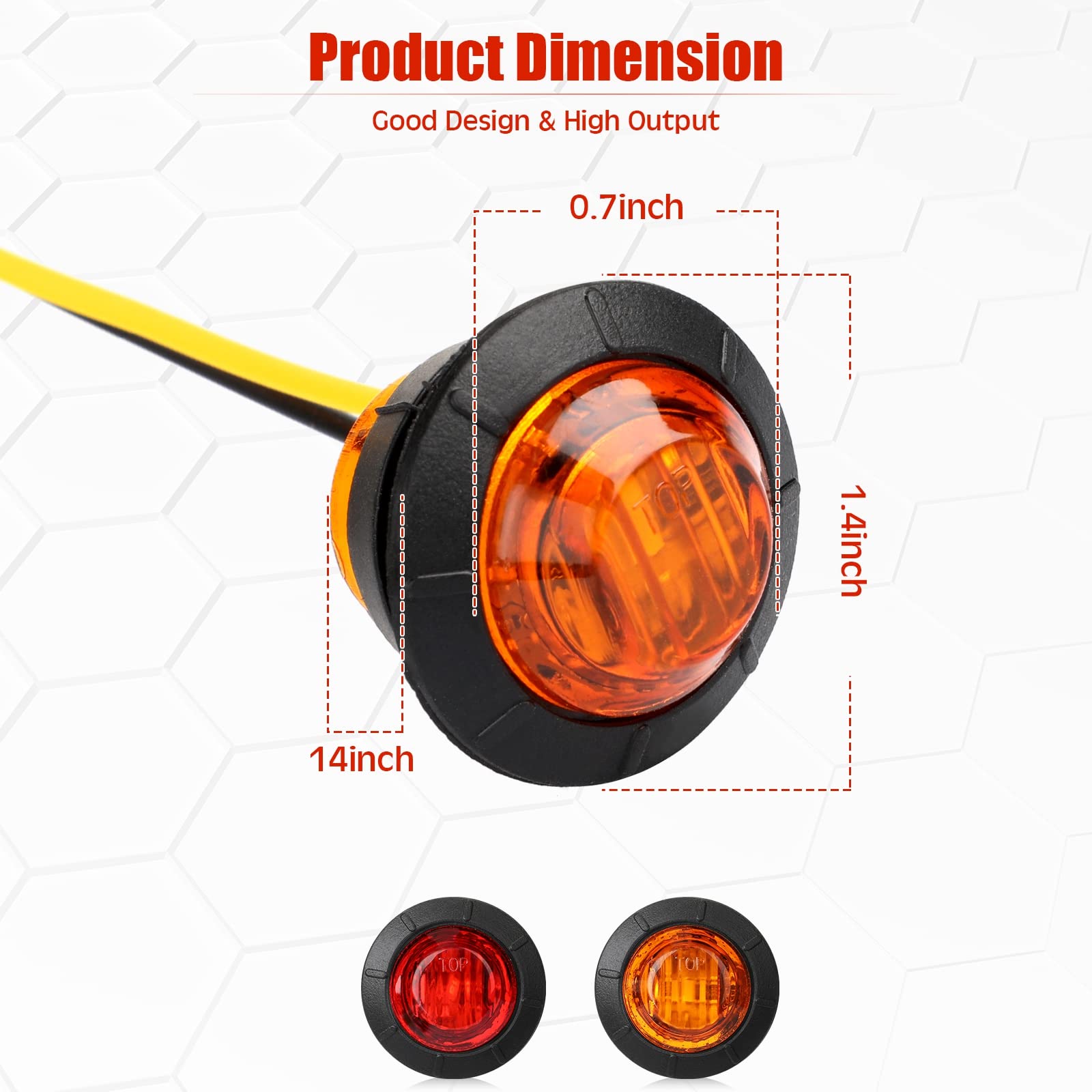 150 Pieces 3/4 Inch Round Mini Surface Mount Led Side Marker Lights Led Marker Lights Trailer Side Marker Lights For Truck Boat