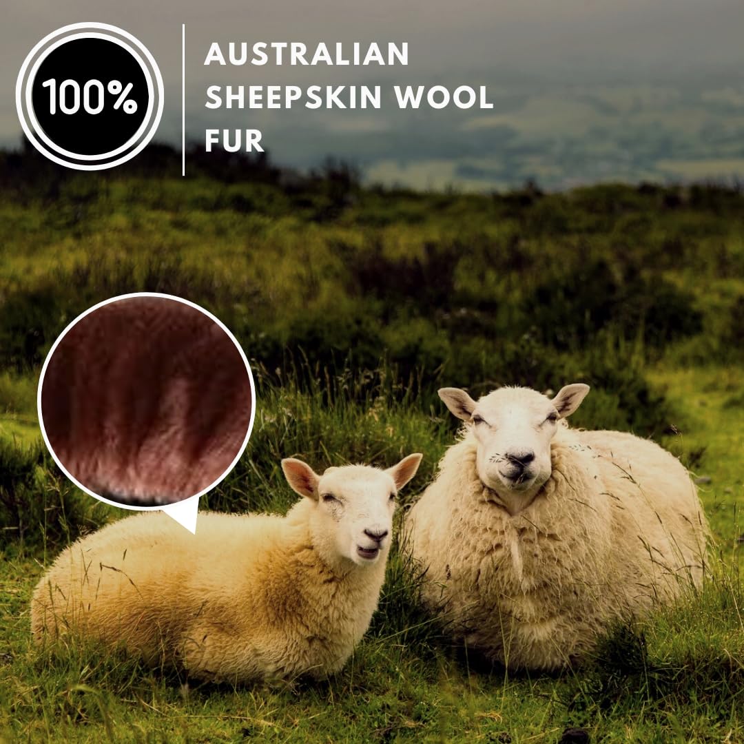 Andalus Australian Sheepskin Wool Steering Wheel Cover For Women & Men - Universal 15 Inch Steering Wheels & Accessories - Eco-F