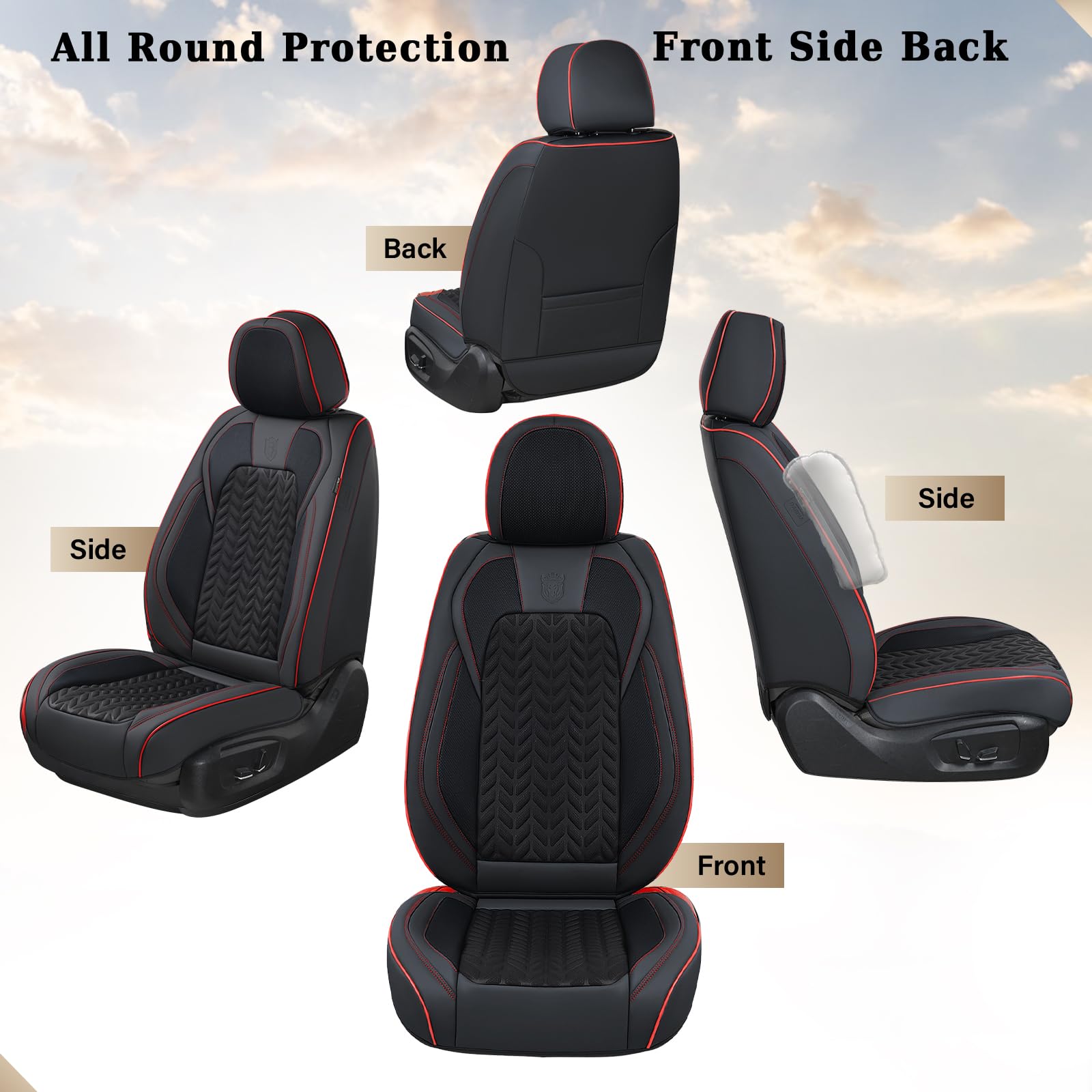 Coverado Front Seat Cover, Car Seat Cover Winter, 2Pcs Car Seat Protector, Seat Covers For Cars, Breathable Faux Leather Car Sea