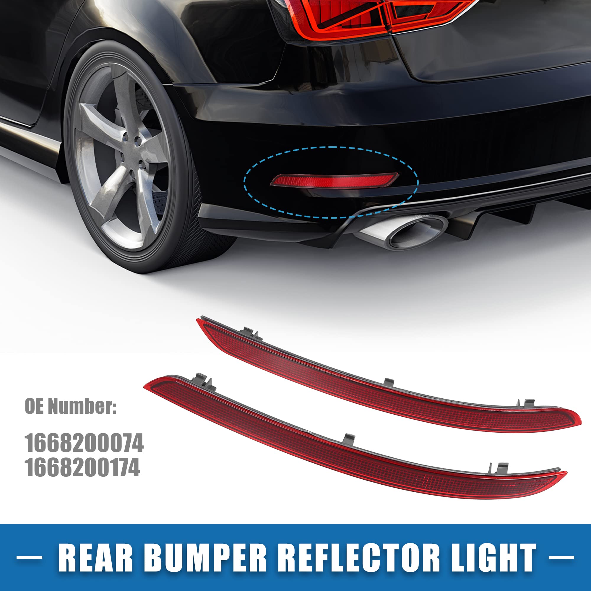 A Absopro Rear Bumper Reflector Light 1668200074 For Mercedes Benz W166 Ml350 Ml400 Ml500 Ml550 Ml63Amg 2012-2015 Abs Red Gray