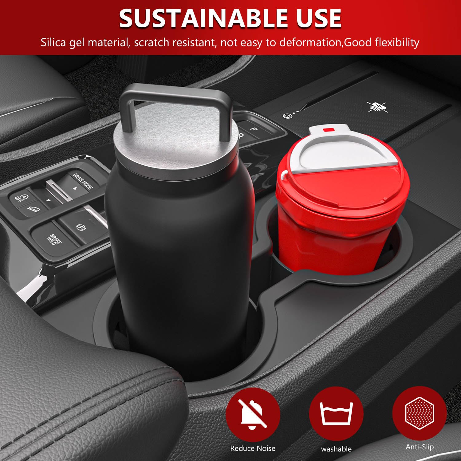 Xipoo Cup Holder Compatible with 2023-2025 Honda Pilot Silica Gel Cup Holder Insert Center Console Car Interior Organizer Replac