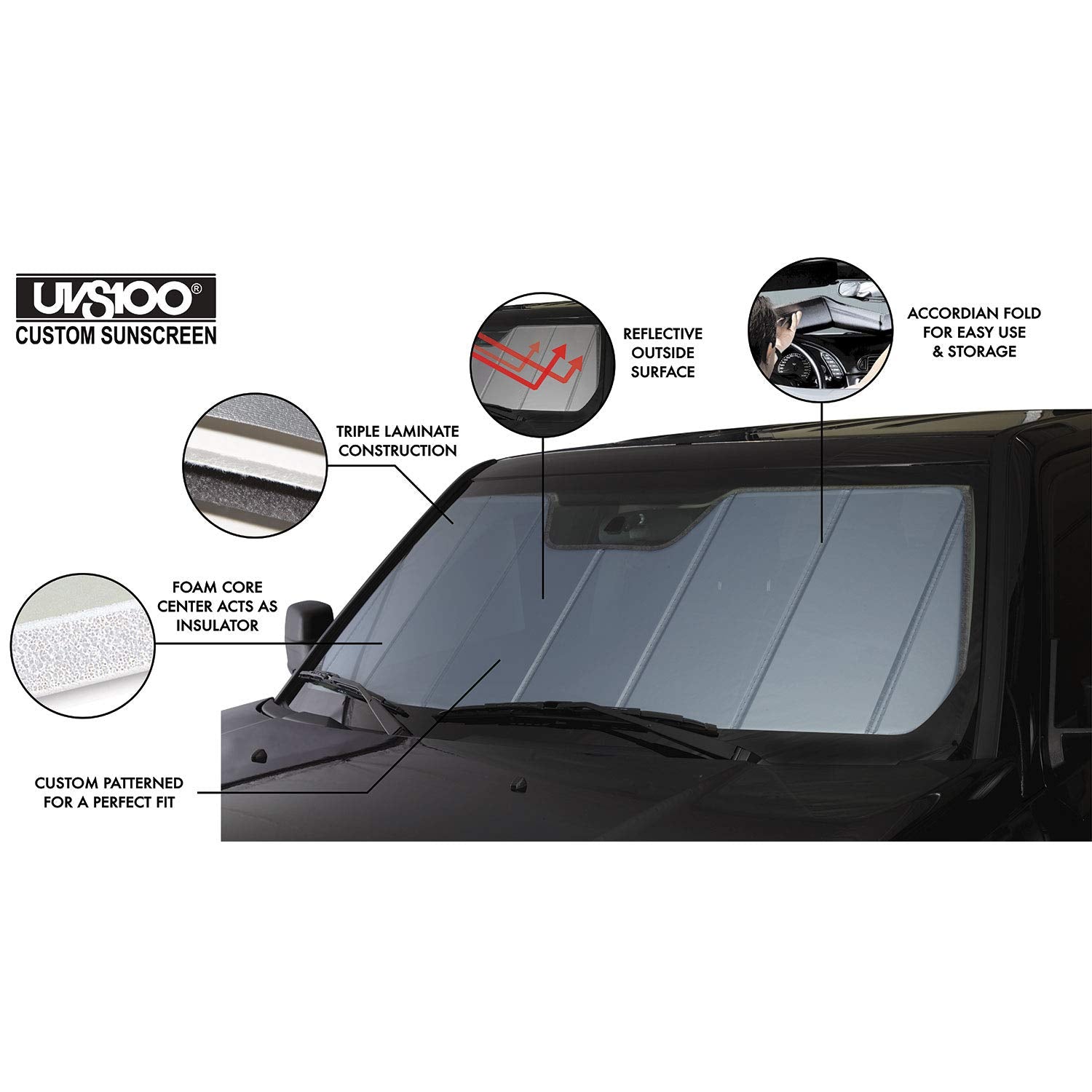 Covercraft Uvs100 Custom Sunscreen For 2009-2018 Dodge Ram 1500, 2019-2024 Ram 1500 Classic (Blue Metallic)