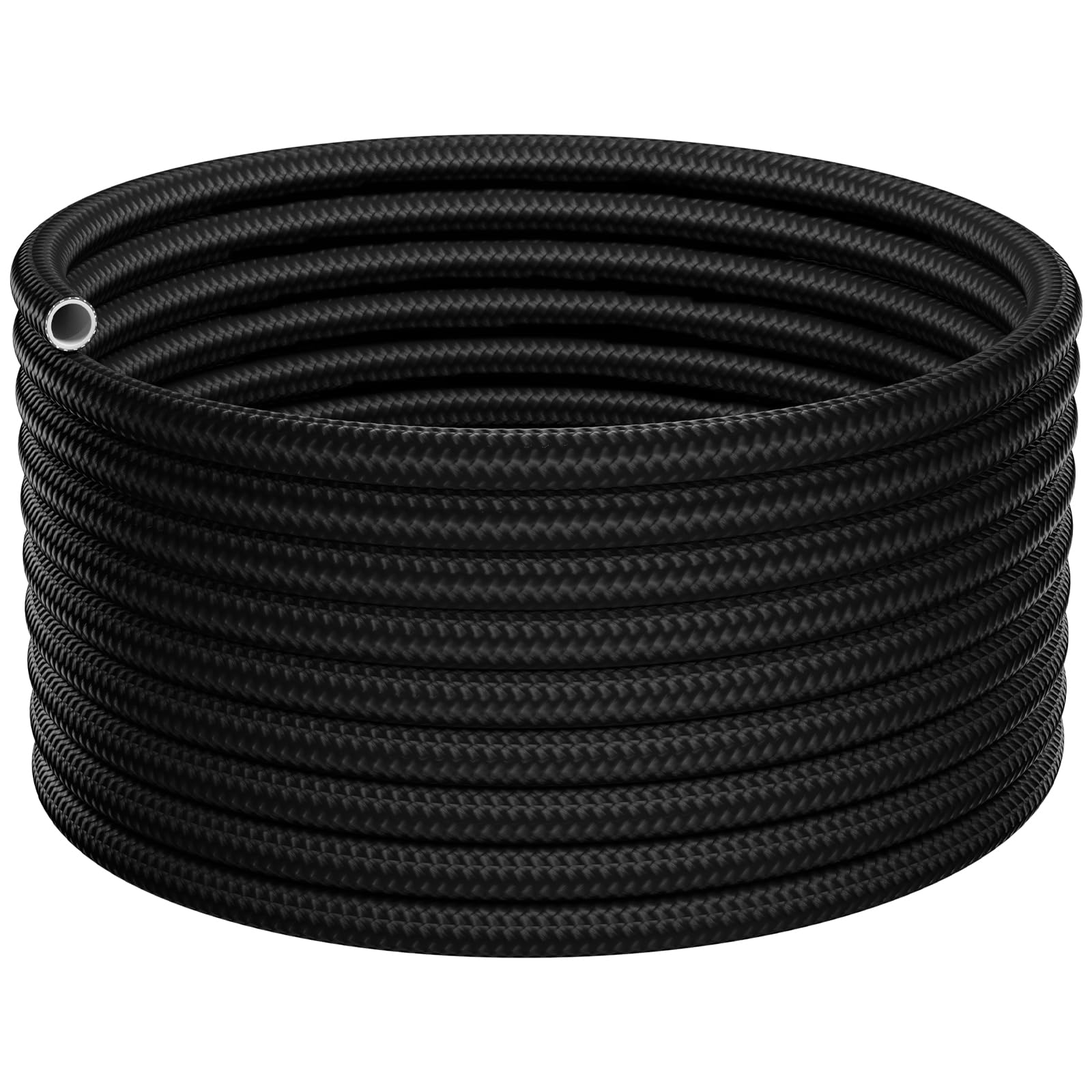 6AN PTFE Fuel Hose Line 20FT, 1885psi AN6 Fuel Feed Hose 5/16 Inch ID, Nylon with Stainless Steel Braided for E85 Gasoline Biodi
