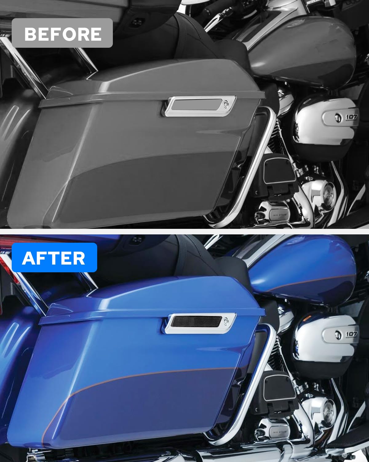 Benlari Black Saddlebag Reflector Inserts 2014-2024 Compatible For Harley Davidson Touring Electra Street Road Glide Road King F