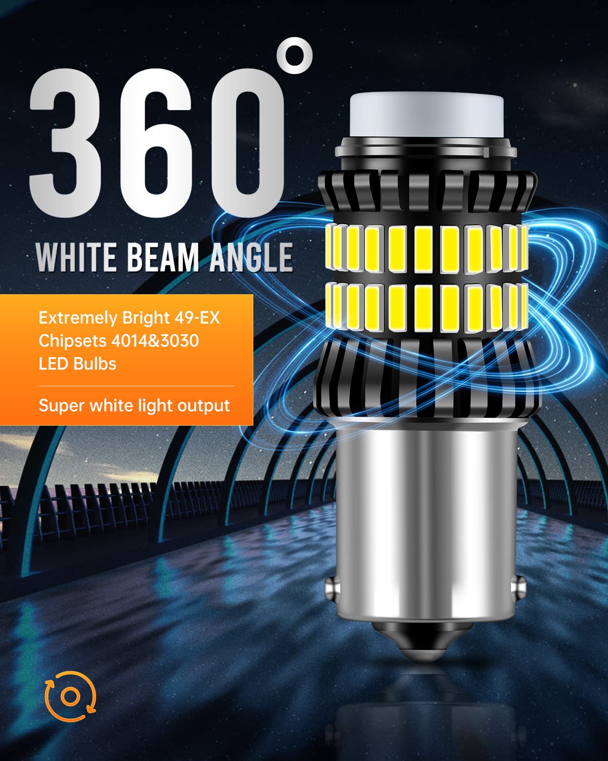 Luyed Newest 1156 Led Bulb, Led Reverse Lights 300% Brighter Xenon White 1340 Lumens Super Bright,Ba15S 1003 1141 P21W 7506 Led