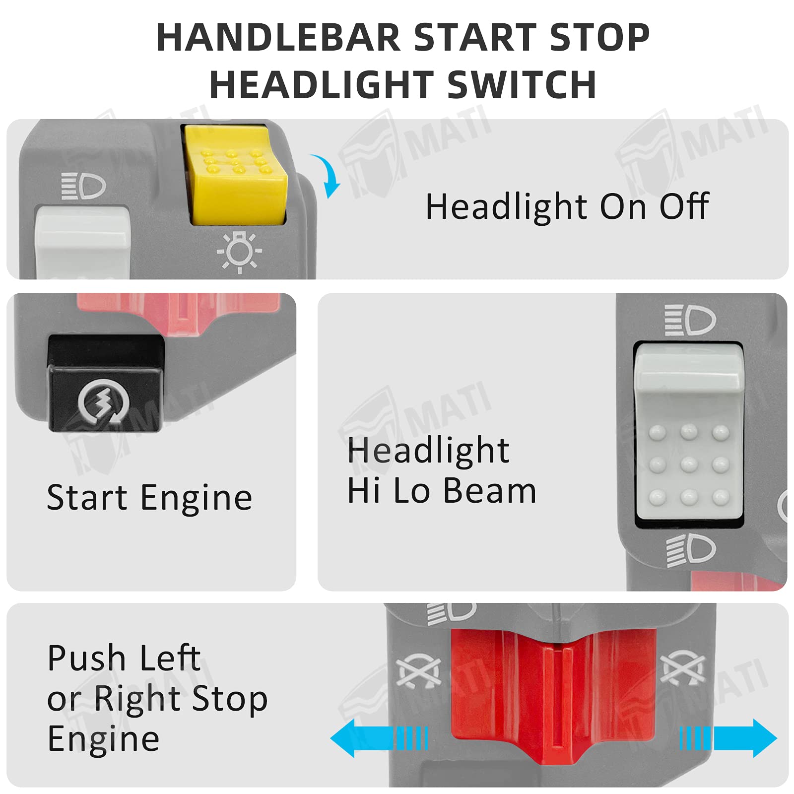 M Mati Handlebar Switch Start Stop Headlight For Honda Atv Trx400Ex Fourtrax Sportrax 1999-2004 35020-Hn1-000