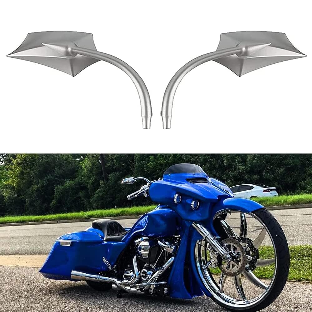 Goodfitment - Sliver Irregular Shape Motorcycle Mirrors,Upgrade Rearview Motorcycle Mirrors With M8 10 Screws Compatible With Ha