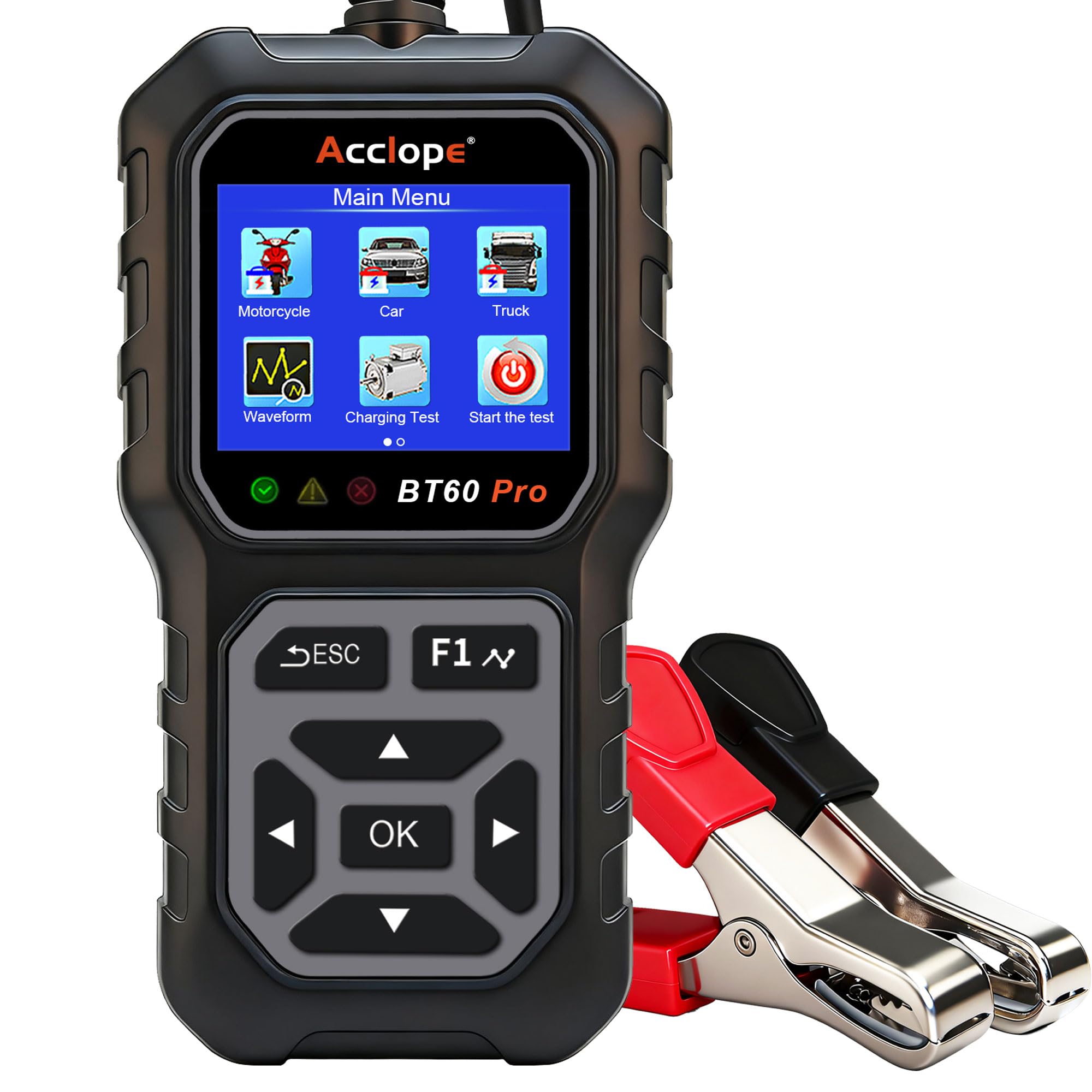 Acclope BT60 Pro Car Battery Tester, Digital Analyzer with Cloud Printing, 6V/12V/24V Battery Checker for AGM, Lithium, Gel Batt