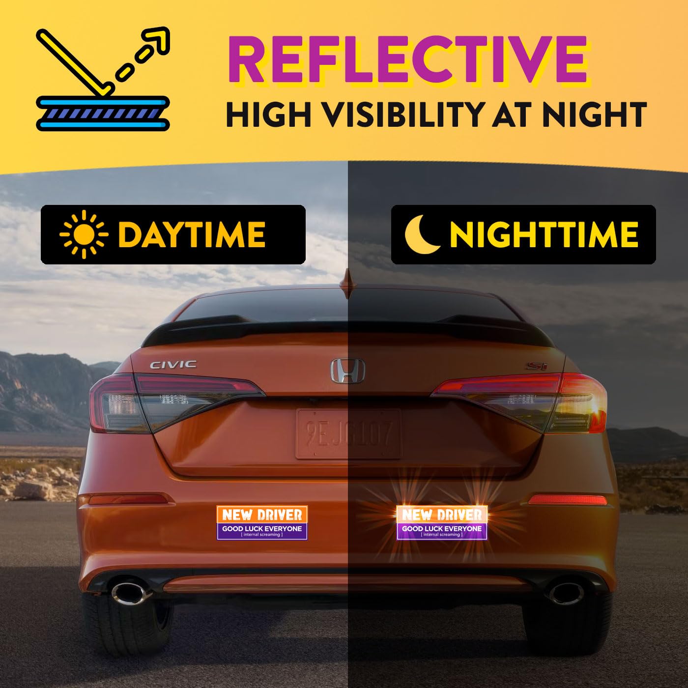 Rio Salto 3-Pack Large Reflective New Driver Car Magnet Please Be Patient Magnet Permit Student Driver Magnets Cool Prank Rookie