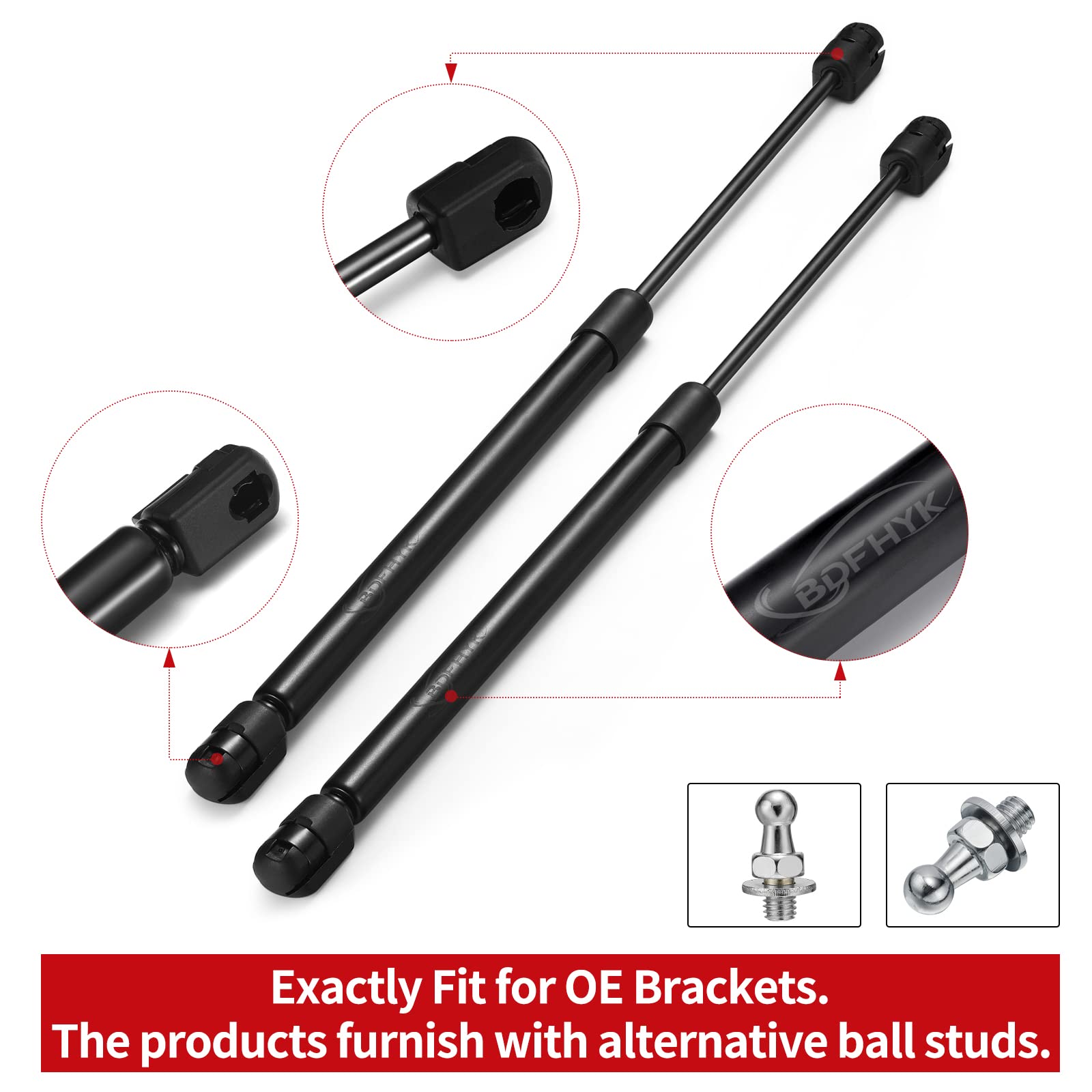 Bdfhyk C16-11028 12 Inch Gas Shocks Struts Lift Supports 40 Lbs/178N For Leer Are Camper Shell Rear Window Side Window Pickup Cab Canopy Door Tool Box, Black C1611028