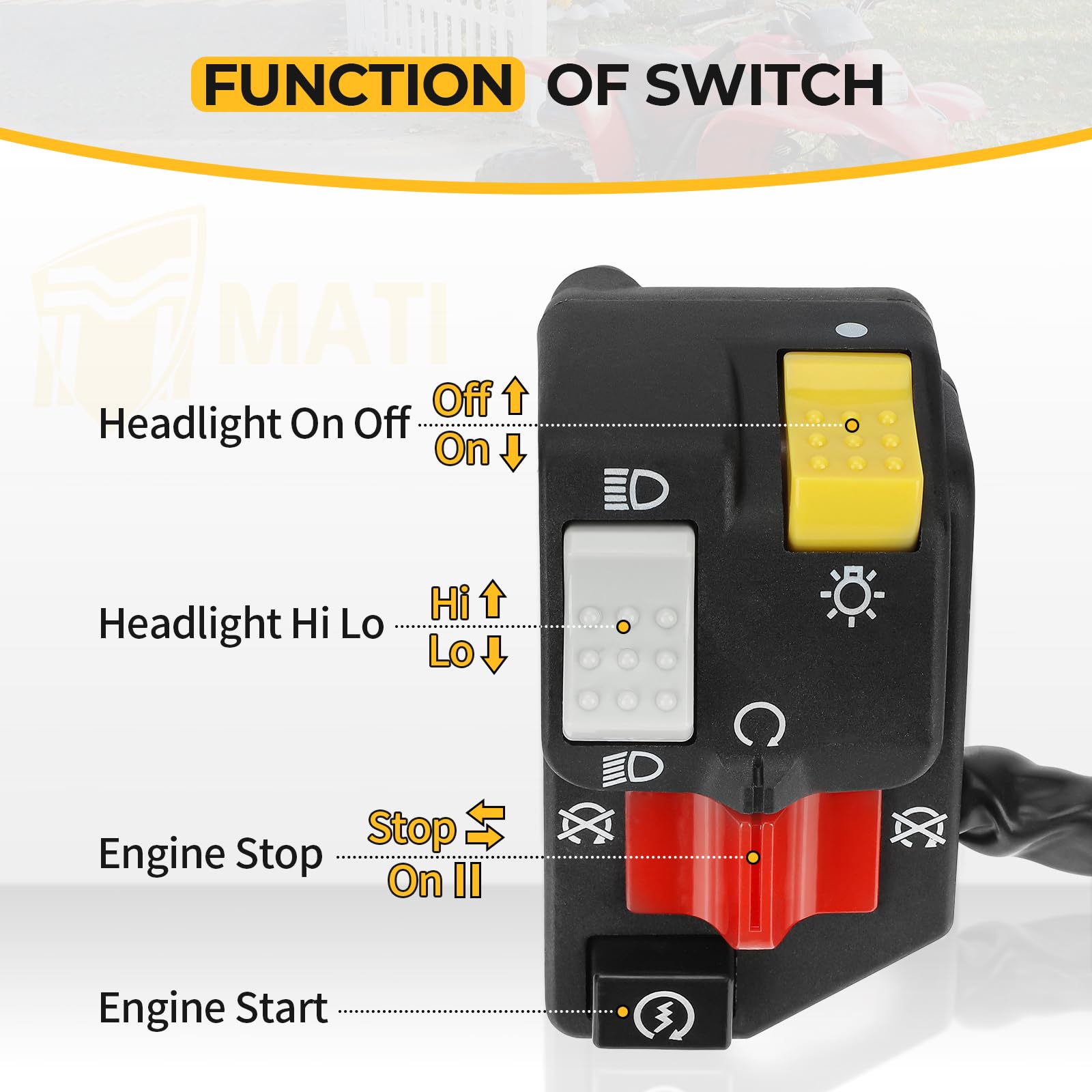 M Mati Left Handlebar Start Stop Headlight Switch For Honda Atv Trx250Ex Sportrax 250Ex 2001-2005 35020-Hn6-003