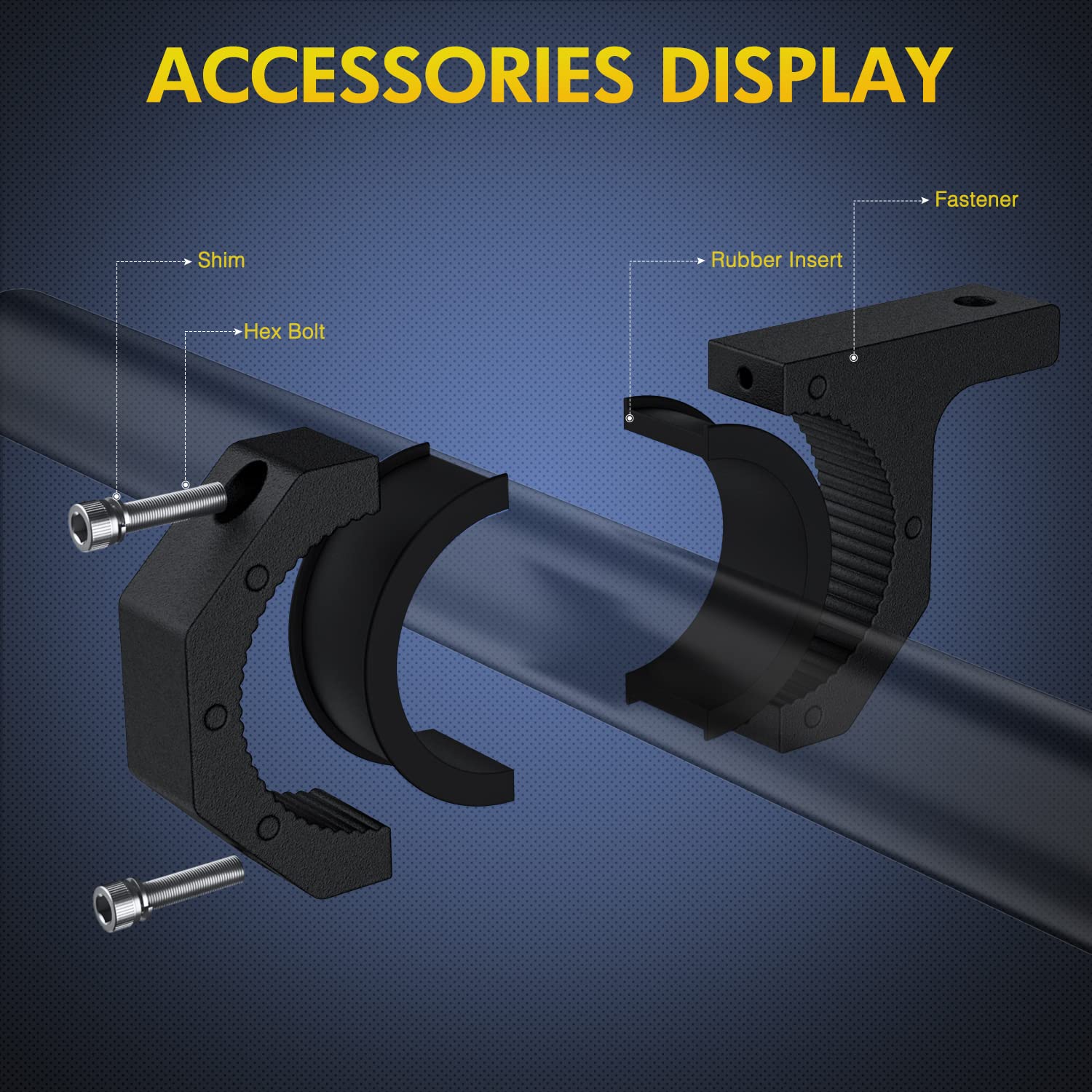 Nilight 4Pcs Roll Bar Clamps Mounting Brackets Led Light Mount Clamp Tube Lights Mounts Fit On 2.135'' 2.25'' 2.375'' 2.5'' Bull