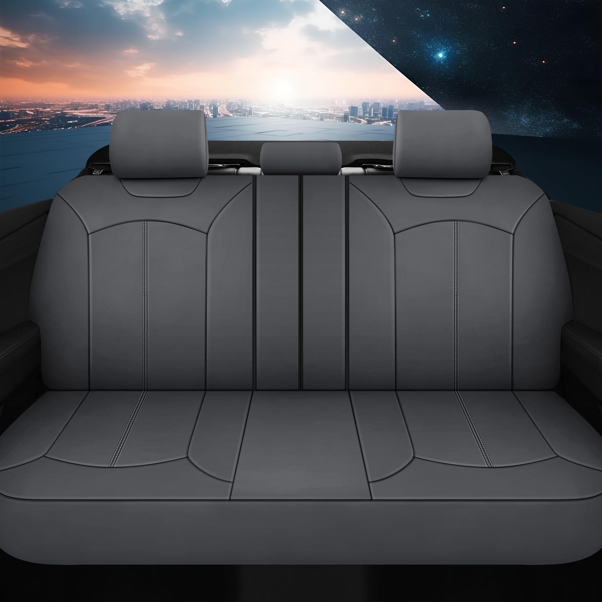 Pariiaotin Premium Leather Car Seat Covers Full Seats, Waterproof Front Seat Covers And Split Rear Bench Seat Covers For Cars,Un