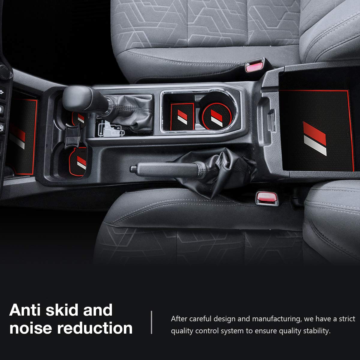 Auovo Anti-Dust Mats For Toyota Tacoma Accessories Trd Pro 2016-2023 Custom Interior Trim Car Cup Holder Inserts Center Console Door Pocket Liners (Double Cab, 18Pcs) (Red)