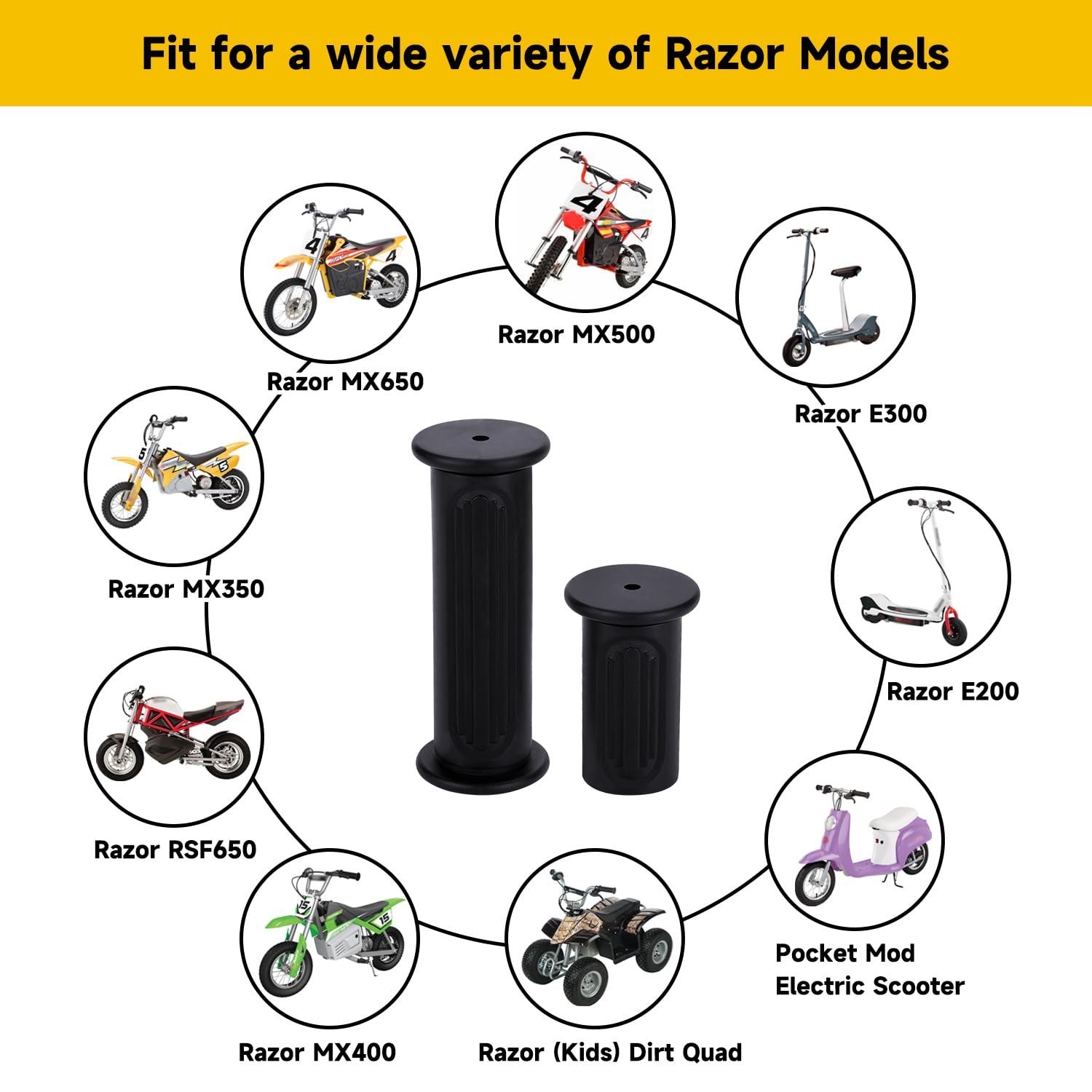 HIAORS Handlebar Grips Replacement for Razor MX650 MX500 MX350 Dirt Bike E100 E200 E300 Electric Scooter Pocket Mod Dirt Rocket