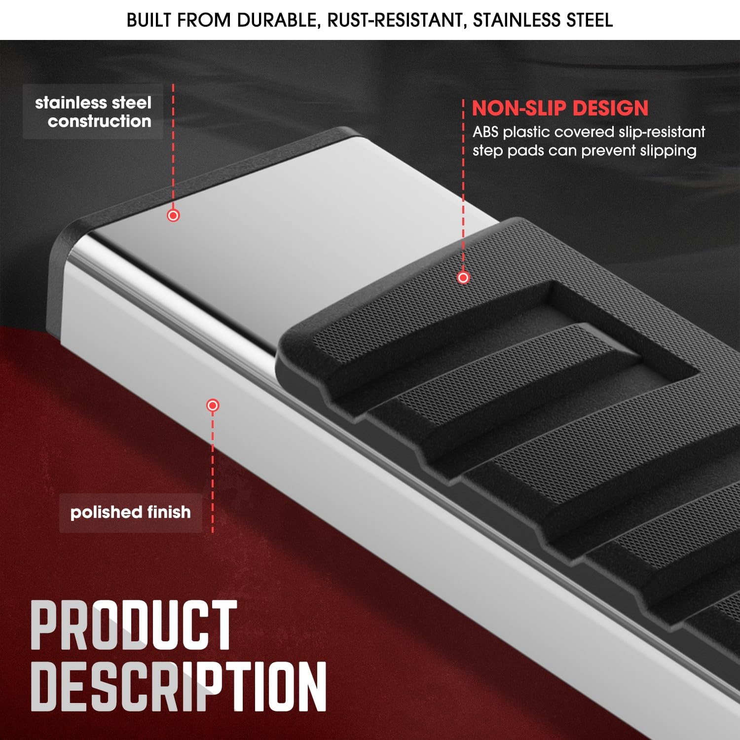 DNA MOTORING 6.75 Wide Flat Running Boards Side Step Bars Compatible with 2007-2018 Chevy Silverado GMC Sierra 1500/2007-2019