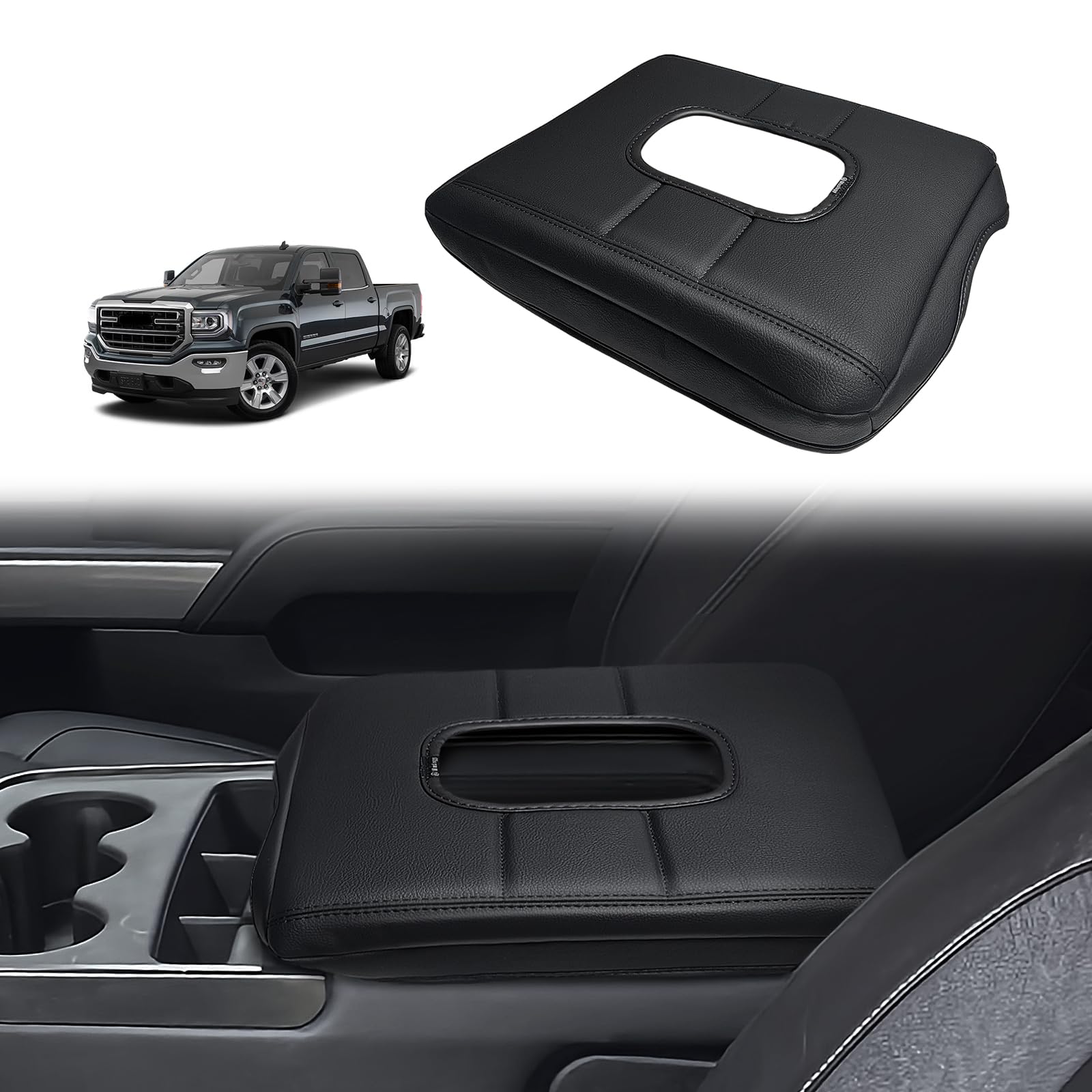 Muslogy Center Console Armrest Cover Compatible With Chevy Silverado & Gmc Sierra 2014-2018 Comfort Armrest Pad Arm Rest Cushion