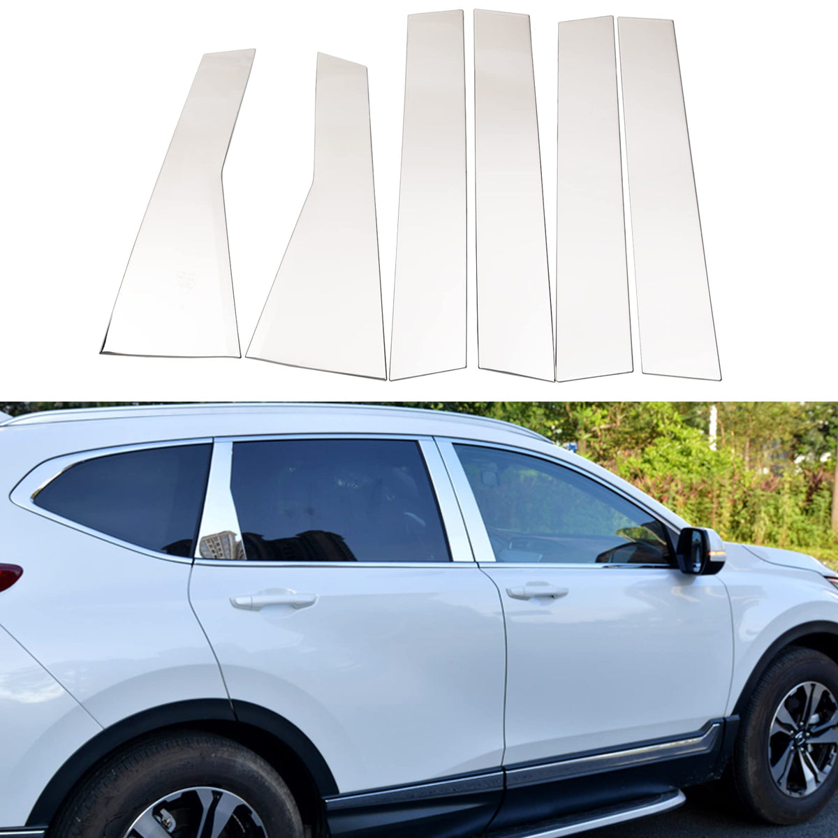 For Honda Crv 2022 2021 2020 2019 2018 2017 Chrome Window Pillar Post Trims For Honda Cr- V Center Pillar Decar Window Molding Cover Center Pillar Decals - Stainless Steel 6 Pcs