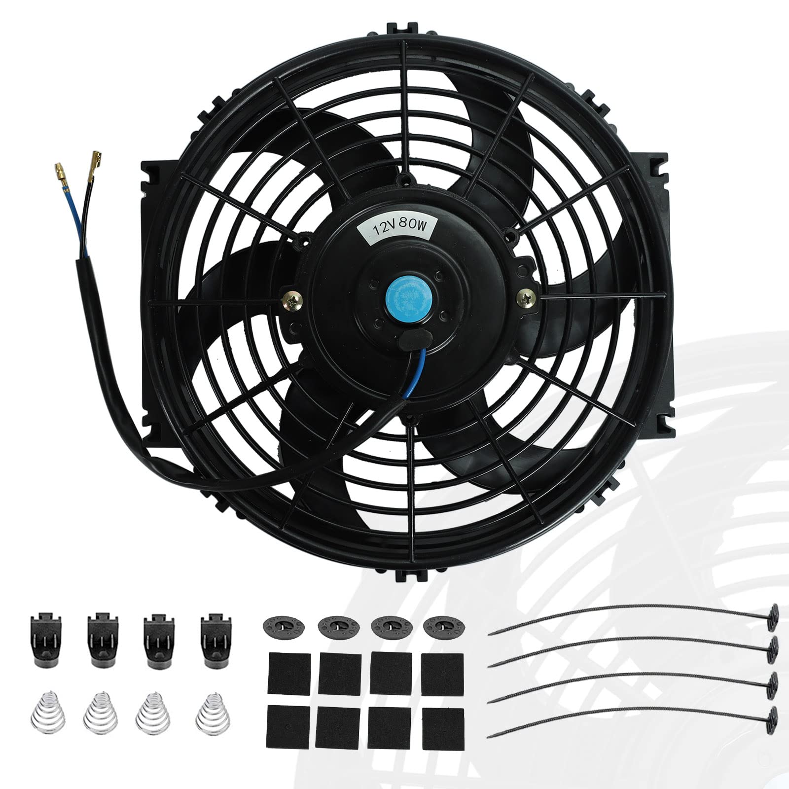 10'' Inch Slim Fan Push Pull Electric Radiator Cooling Fans 12V Mount Kit Unversal Black
